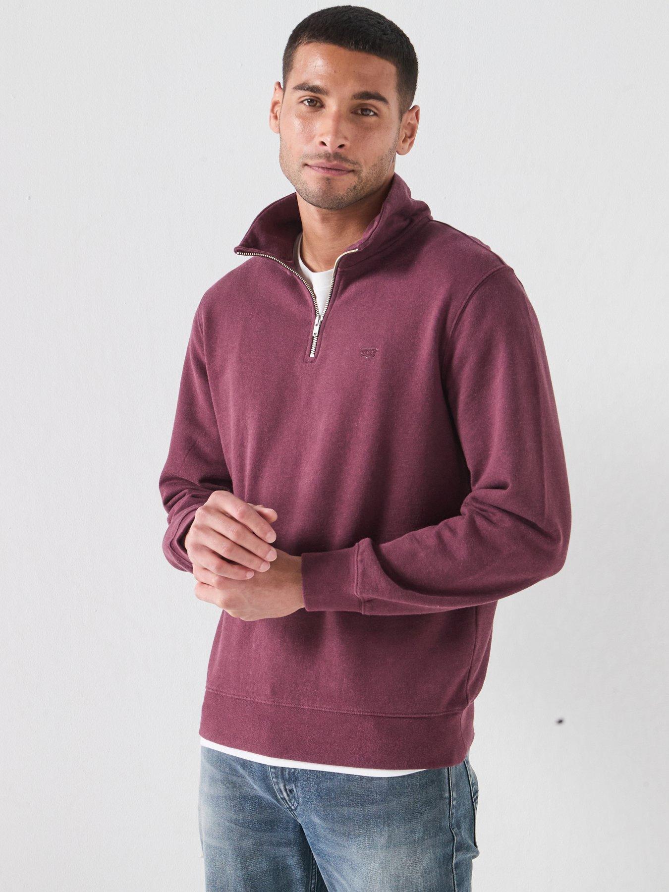 Levis Men's Red Levi's Original Housemark Quarter-Zip Pullover - Winetasting Htr - M - Image 3