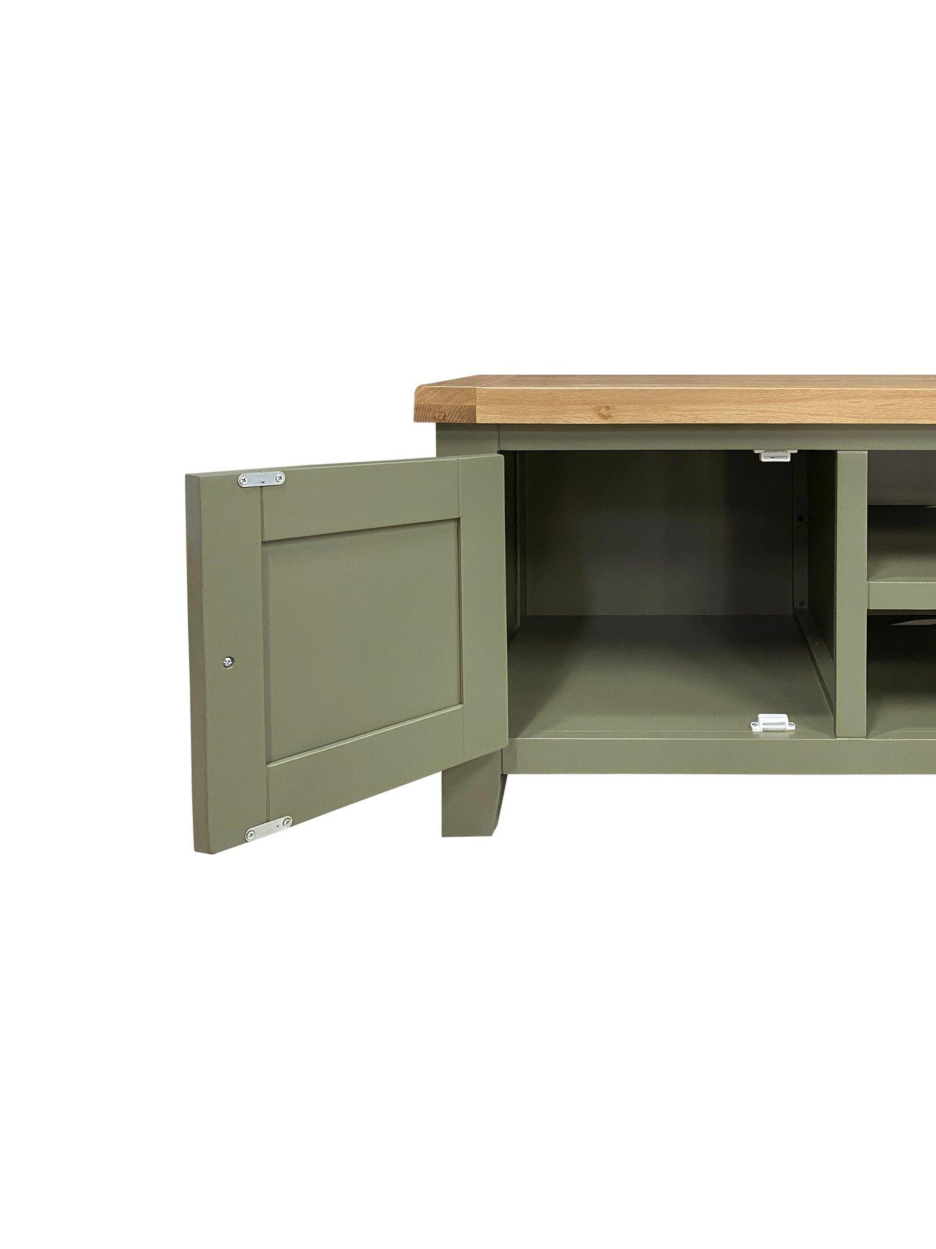 Image 5 of 6 of The Very Collection Hamilton Ready Assembled 2 Door TV Unit - fits up to 55 inch TV - contains Solid Wood - Green/Oak
