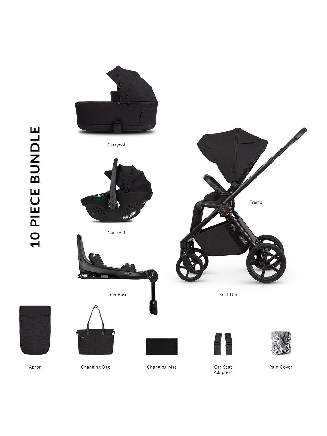 Venicci Claro 2 - 4in1 Pushchair Bundle Tiago Black Car Seat and 360 Base - Noir