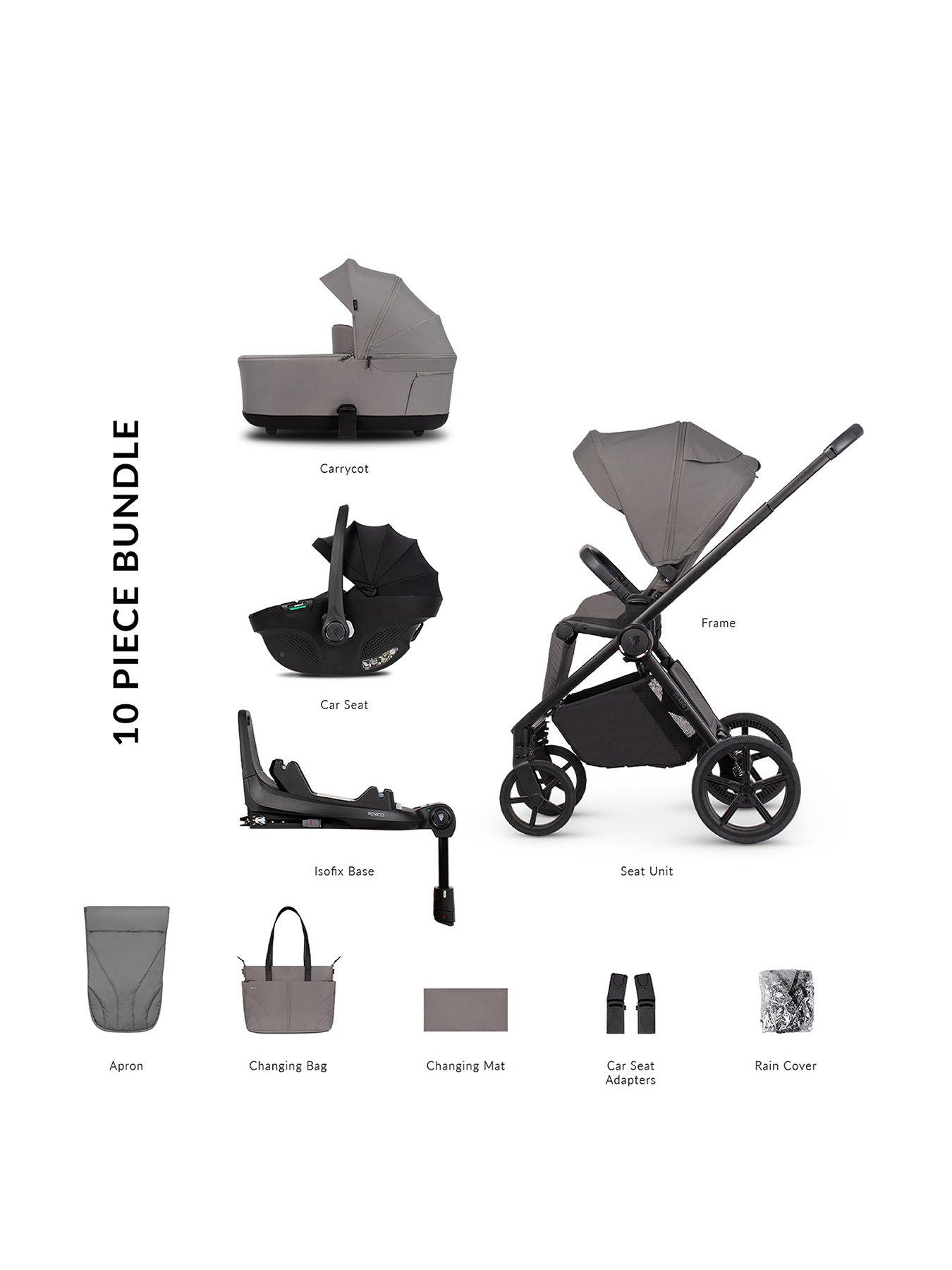 Venicci Claro 2 - 4in1 Pushchair Bundle Tiago Black Car Seat and 360 Base - Fog