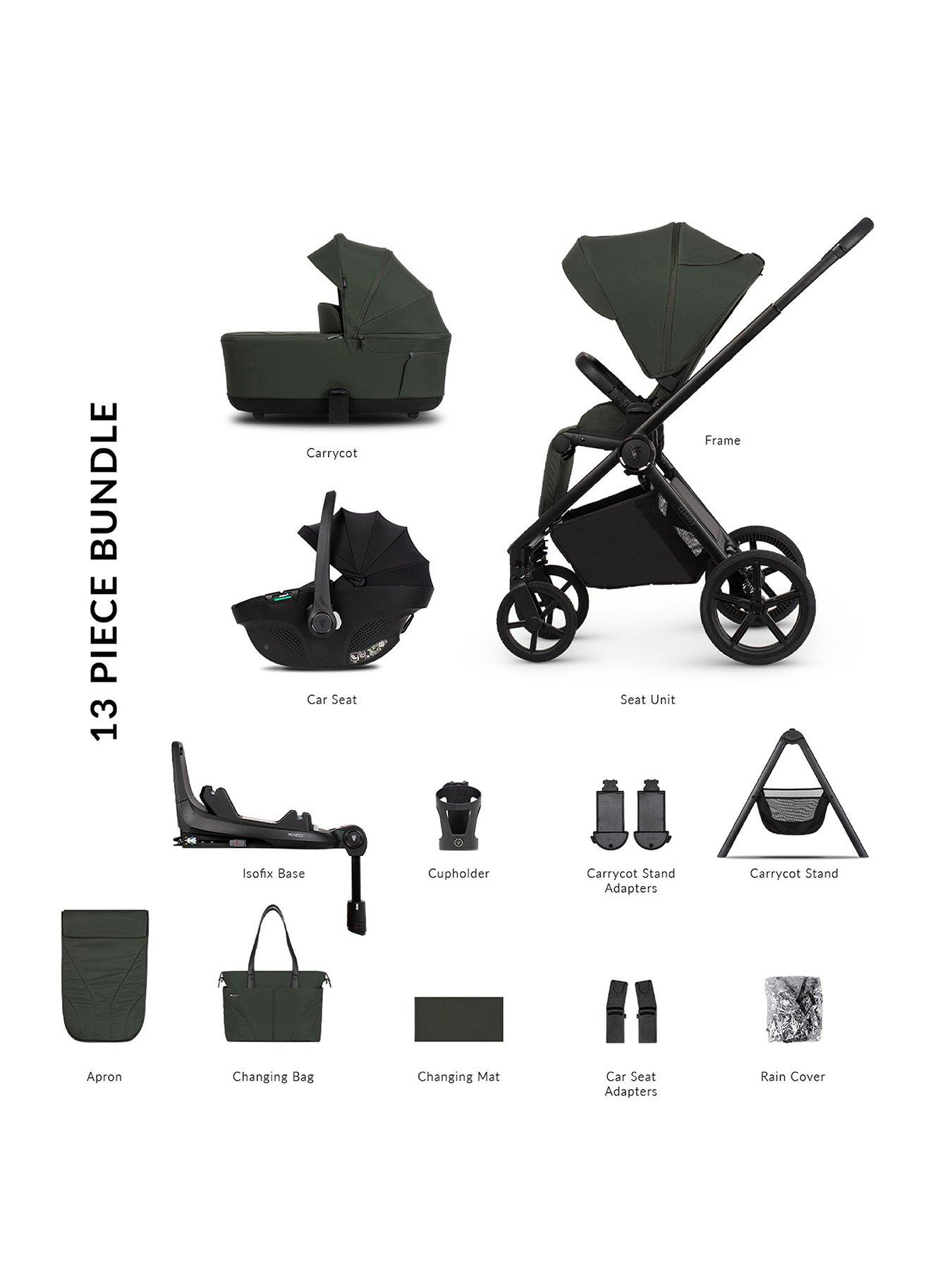 Venicci Claro 2 - 4in1 Plus Pushchair Bundle Tiago Black Car Seat and 360 Base - Forest