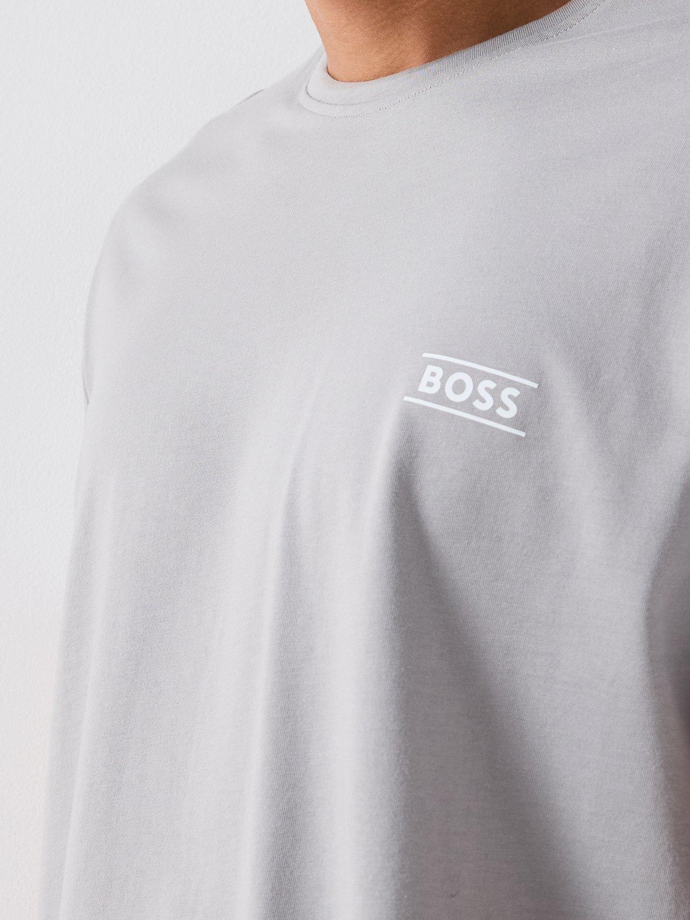 Image 6 of 6 of BOSS Regular Fit Logo Detail T-Shirt - Light Grey