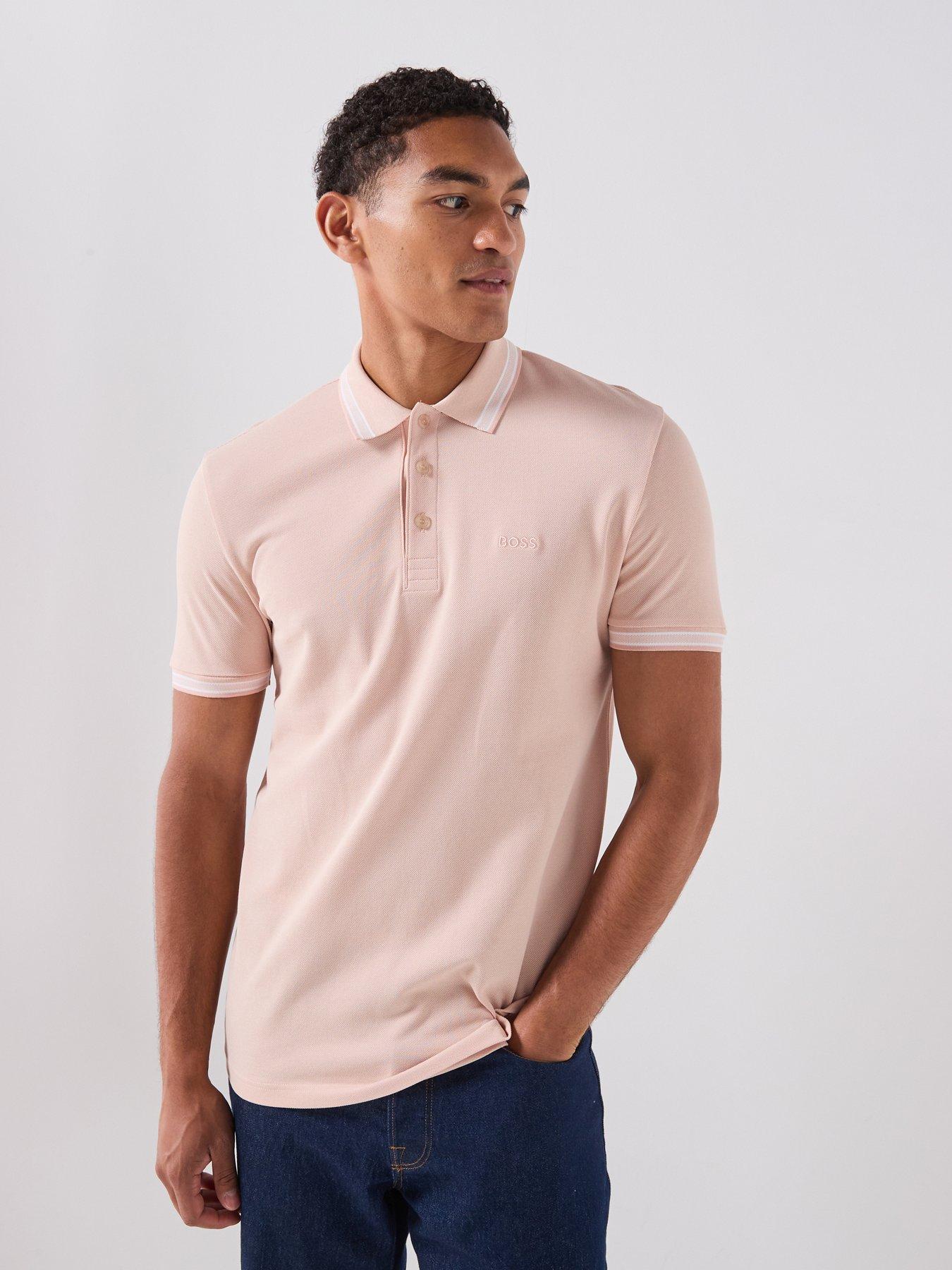 BOSS Paddy Regular Fit Tipping Polo Shirt, Orange, Size L, Men