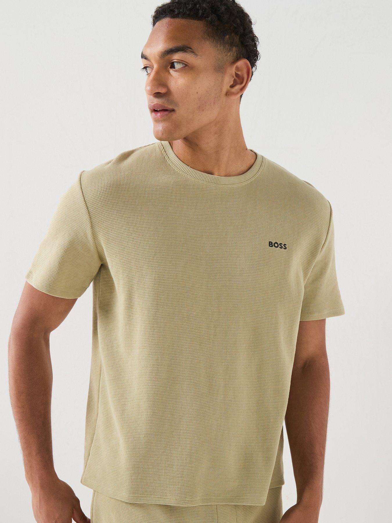 BOSS Regular Fit Waffle Loungewear T-Shirt, Light Green, Size 2Xl, Men