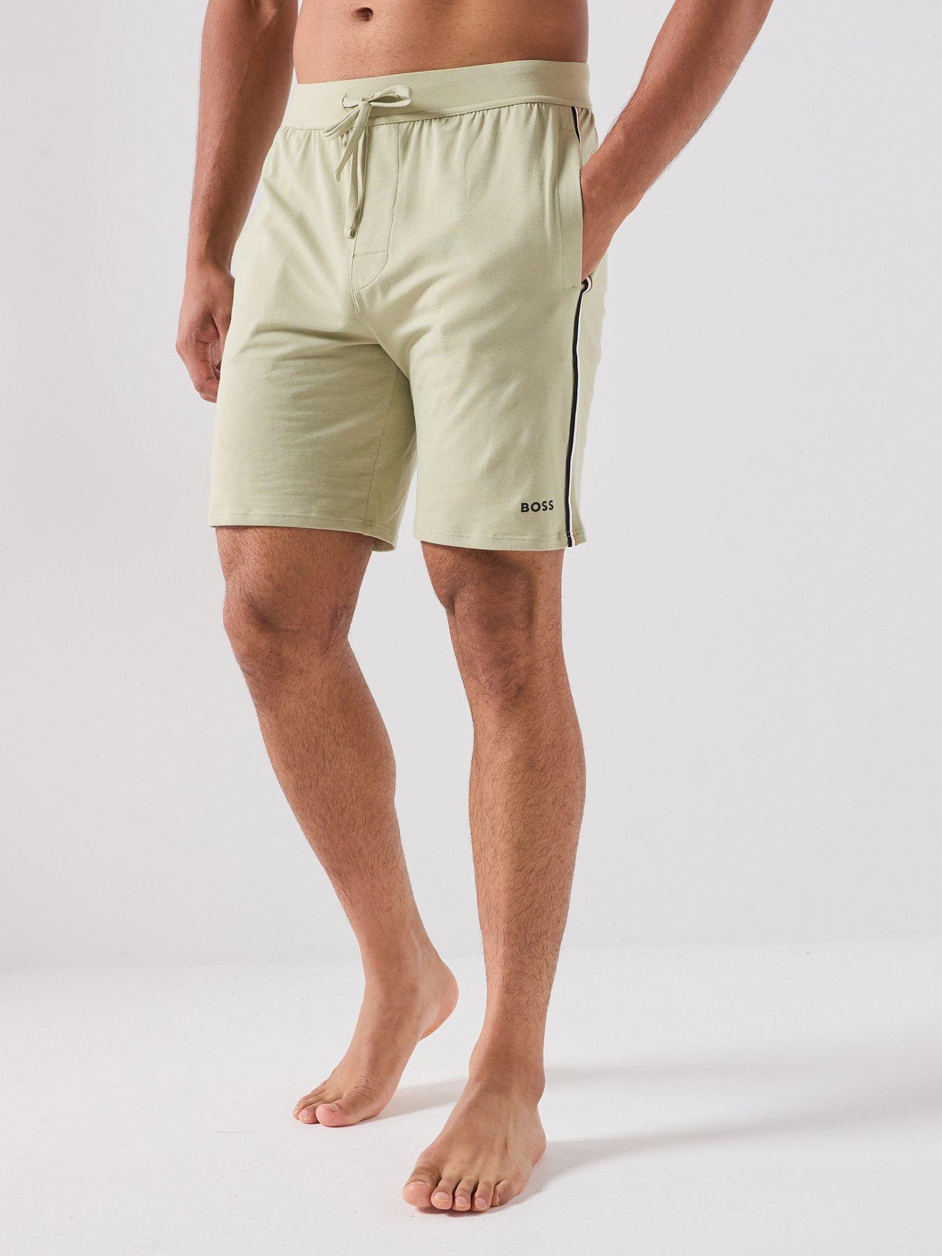 Image 1 of 5 of BOSS Bodywear Unique Global Stripe Taped Loungewear Shorts - Light Green