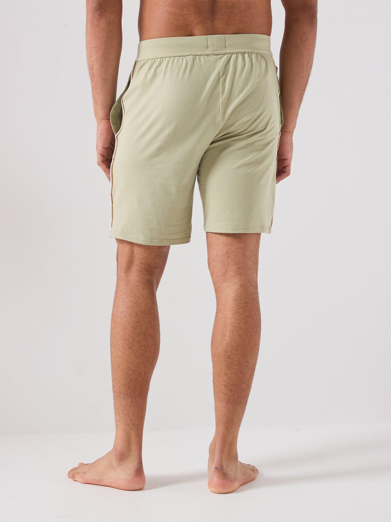 Image 2 of 5 of BOSS Bodywear Unique Global Stripe Taped Loungewear Shorts - Light Green