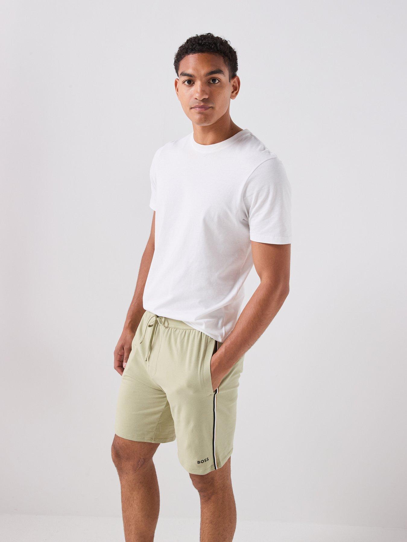 Image 3 of 5 of BOSS Bodywear Unique Global Stripe Taped Loungewear Shorts - Light Green