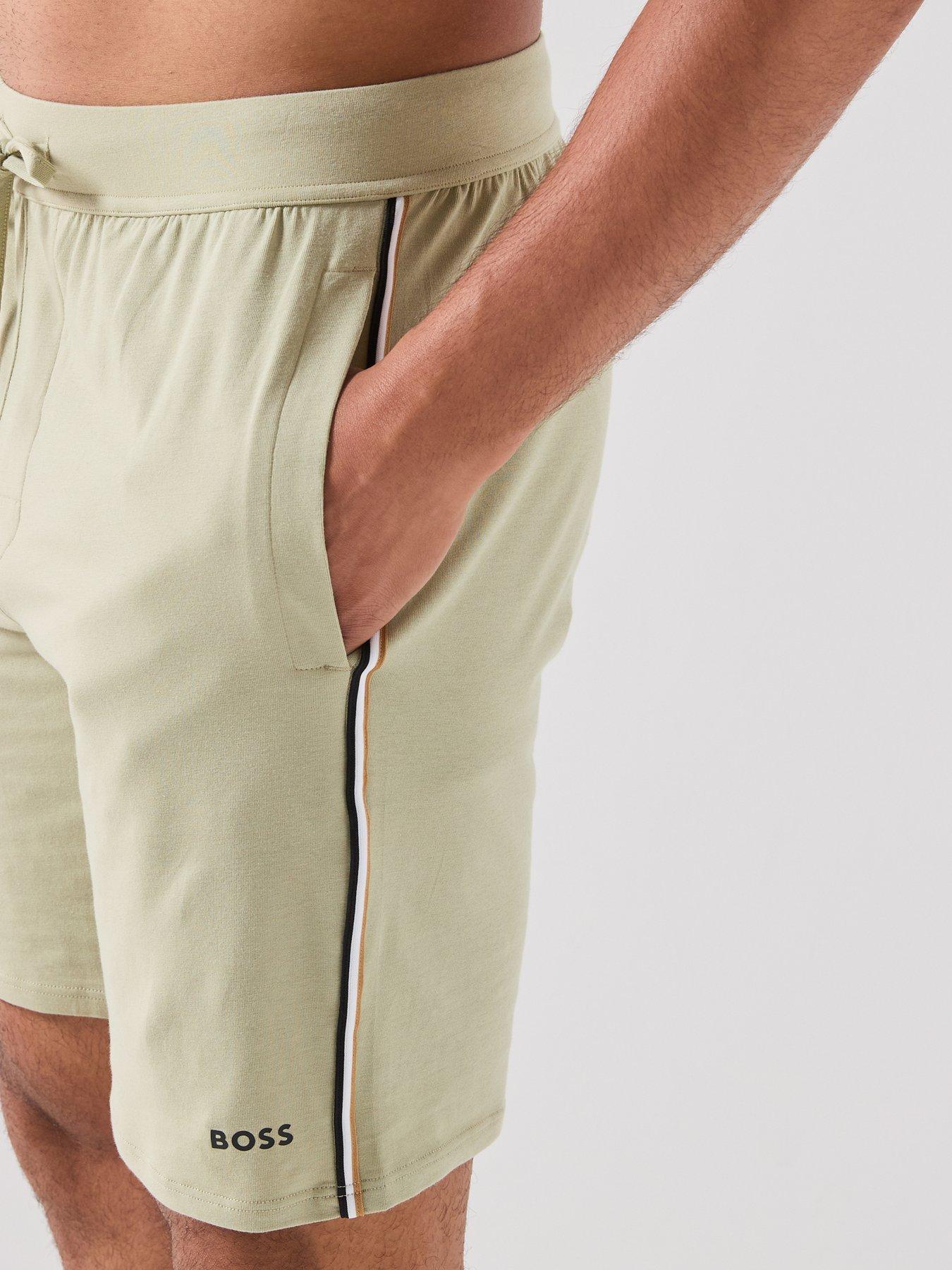 Image 4 of 5 of BOSS Bodywear Unique Global Stripe Taped Loungewear Shorts - Light Green