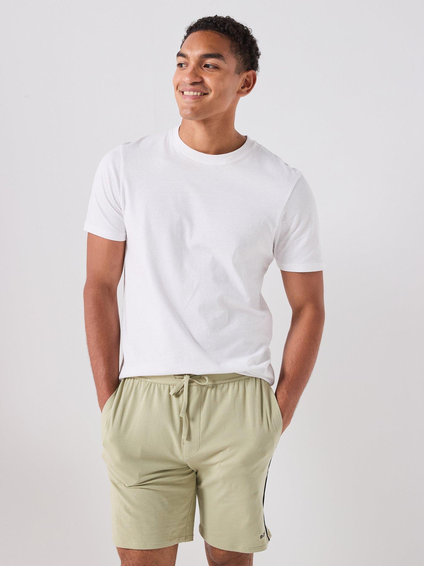 Image 5 of 5 of BOSS Bodywear Unique Global Stripe Taped Loungewear Shorts - Light Green