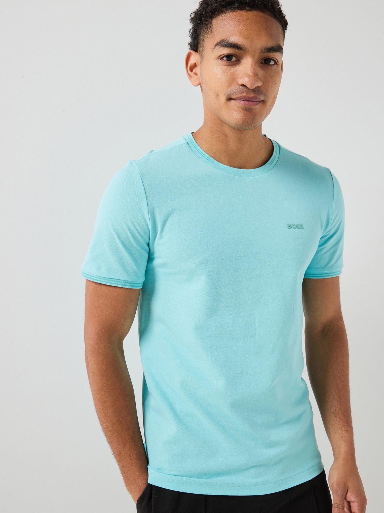 BOSS Regular Crew Neck Tops - Light Blue