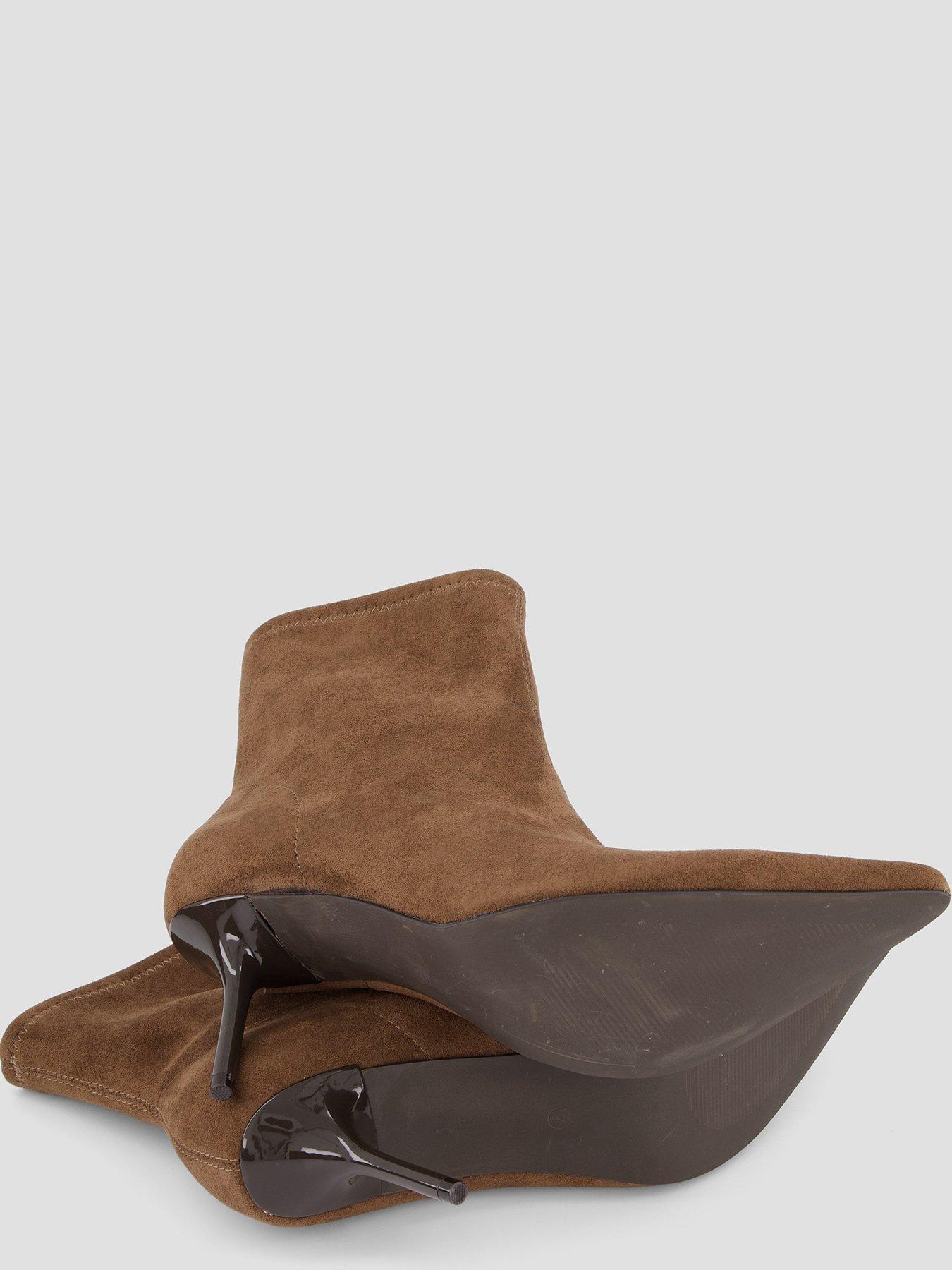 Image 5 of 7 of The Very Collection Womens Real Suede Pointed Slim Heel Ankle Boots - Tan