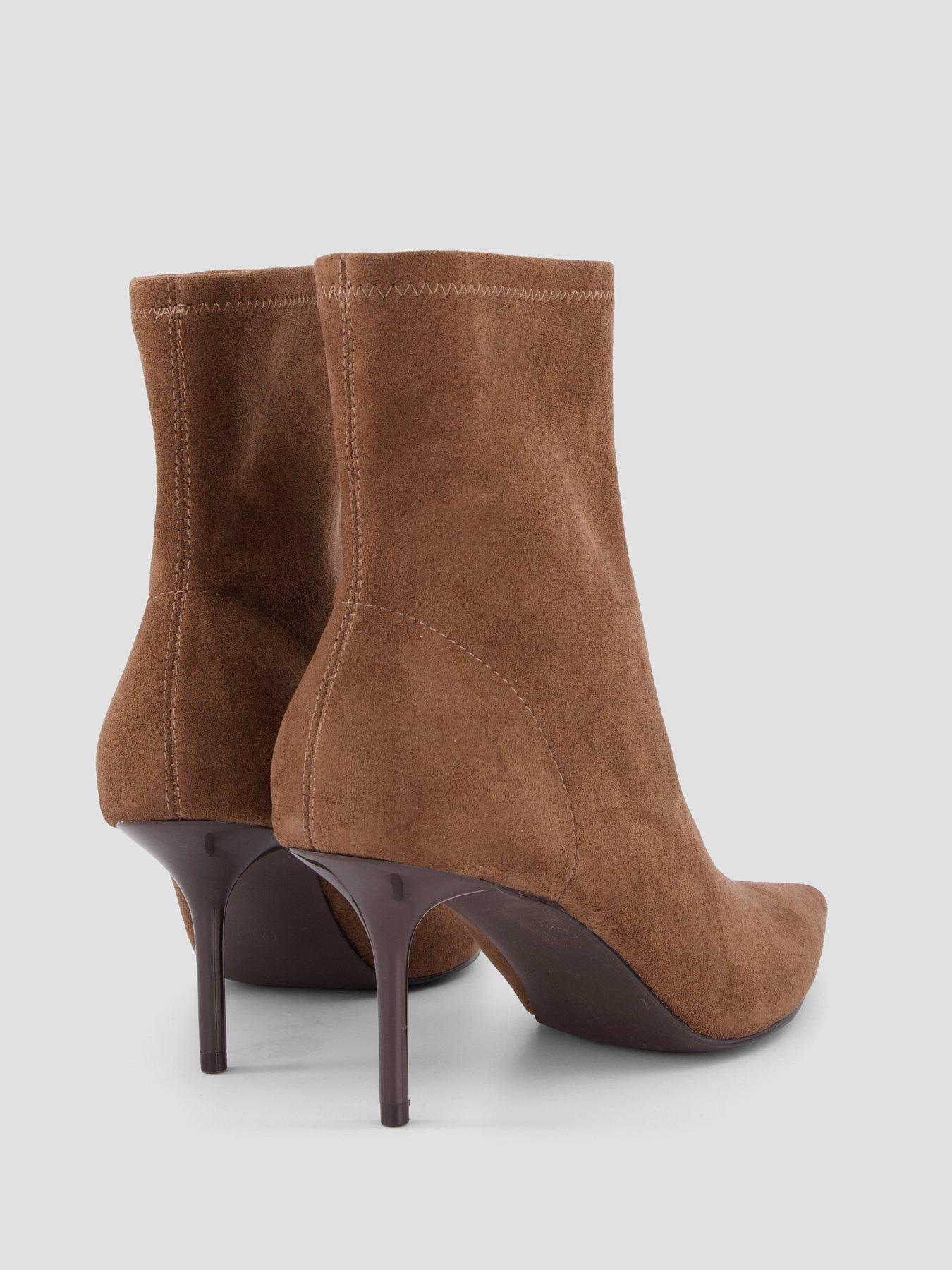 Image 6 of 7 of The Very Collection Womens Real Suede Pointed Slim Heel Ankle Boots - Tan