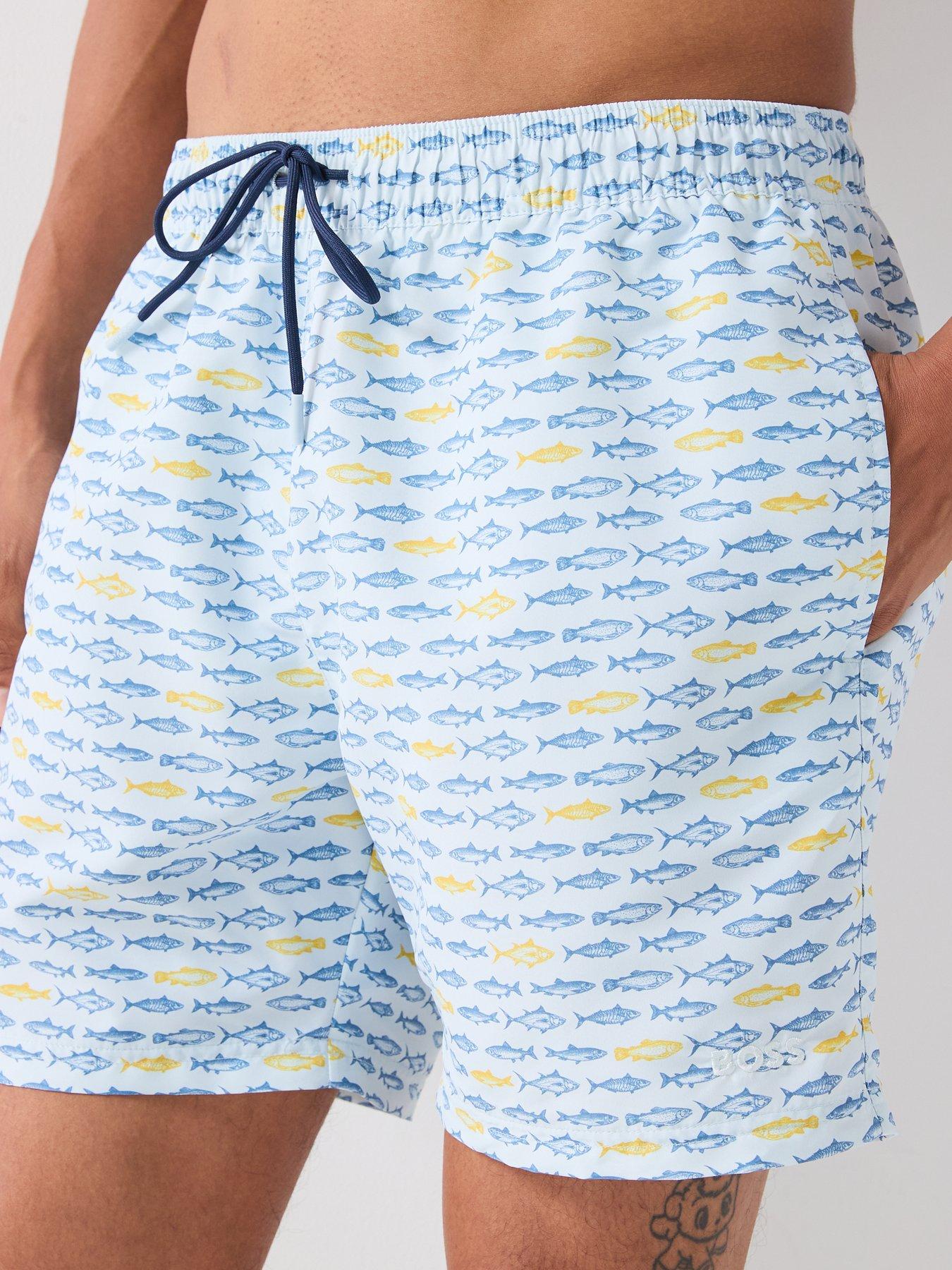 Image 4 of 6 of BOSS Regular Straight Graphic Shorts - Light Blue