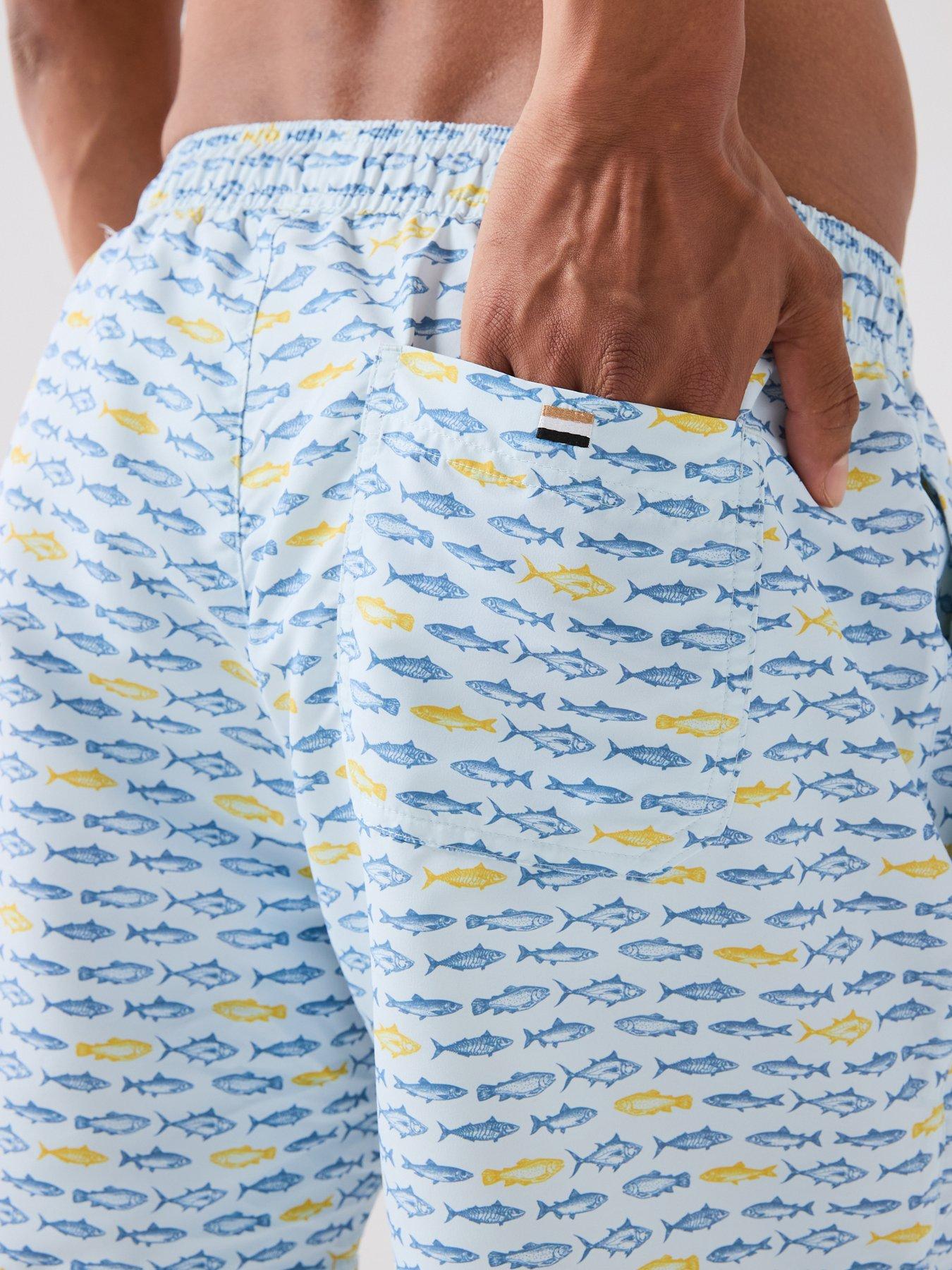 Image 5 of 6 of BOSS Regular Straight Graphic Shorts - Light Blue