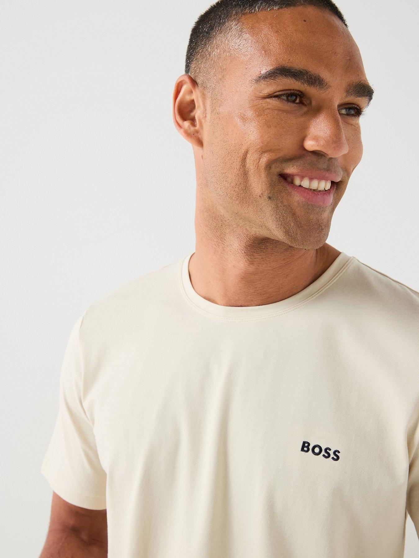 Image 4 of 5 of BOSS Mix &amp; Match Regular Fit Loungewear T-Shirt - Light Beige