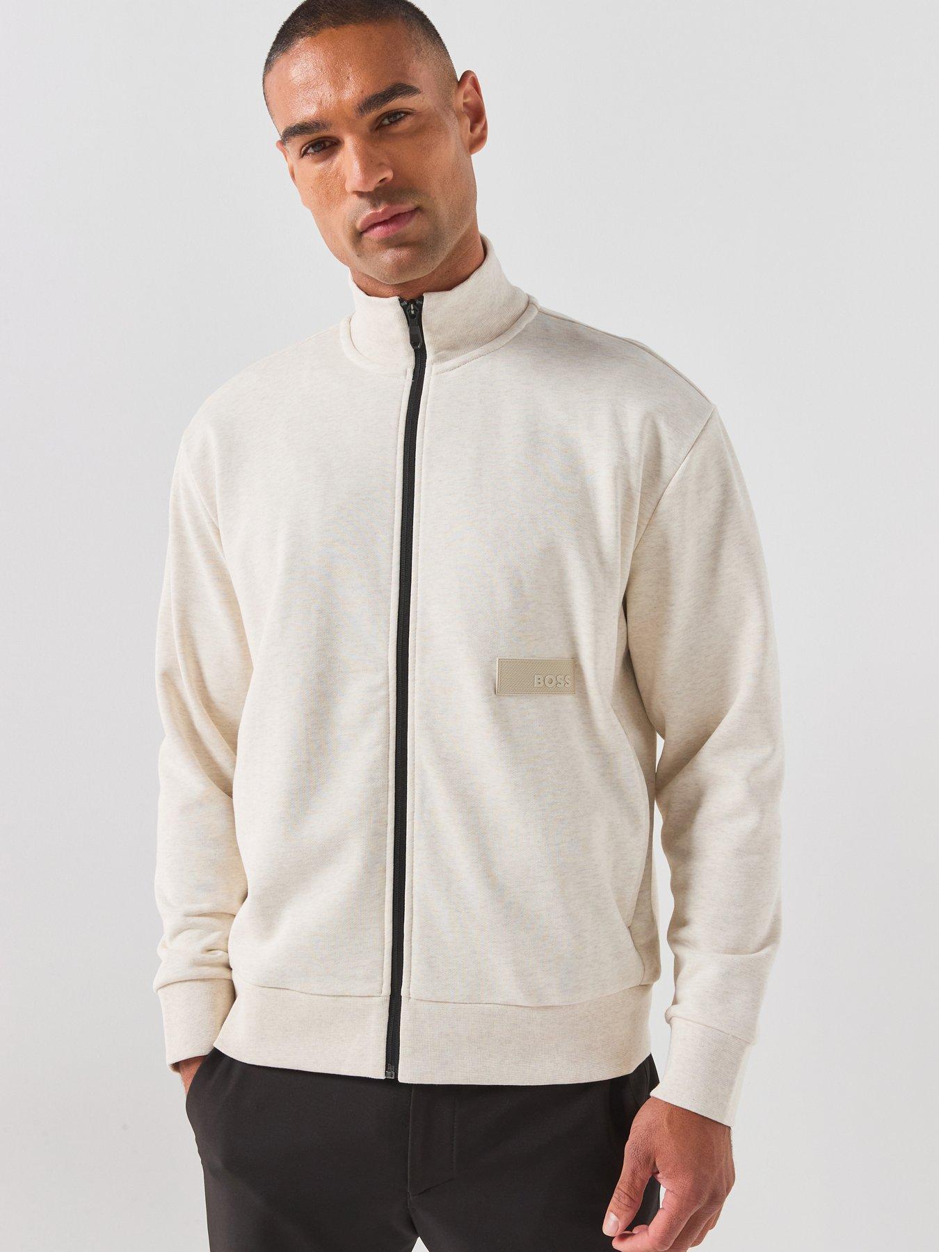 BOSS Boss Sw_collar Rubber Patch Logo Full Zip Sweat - Off White