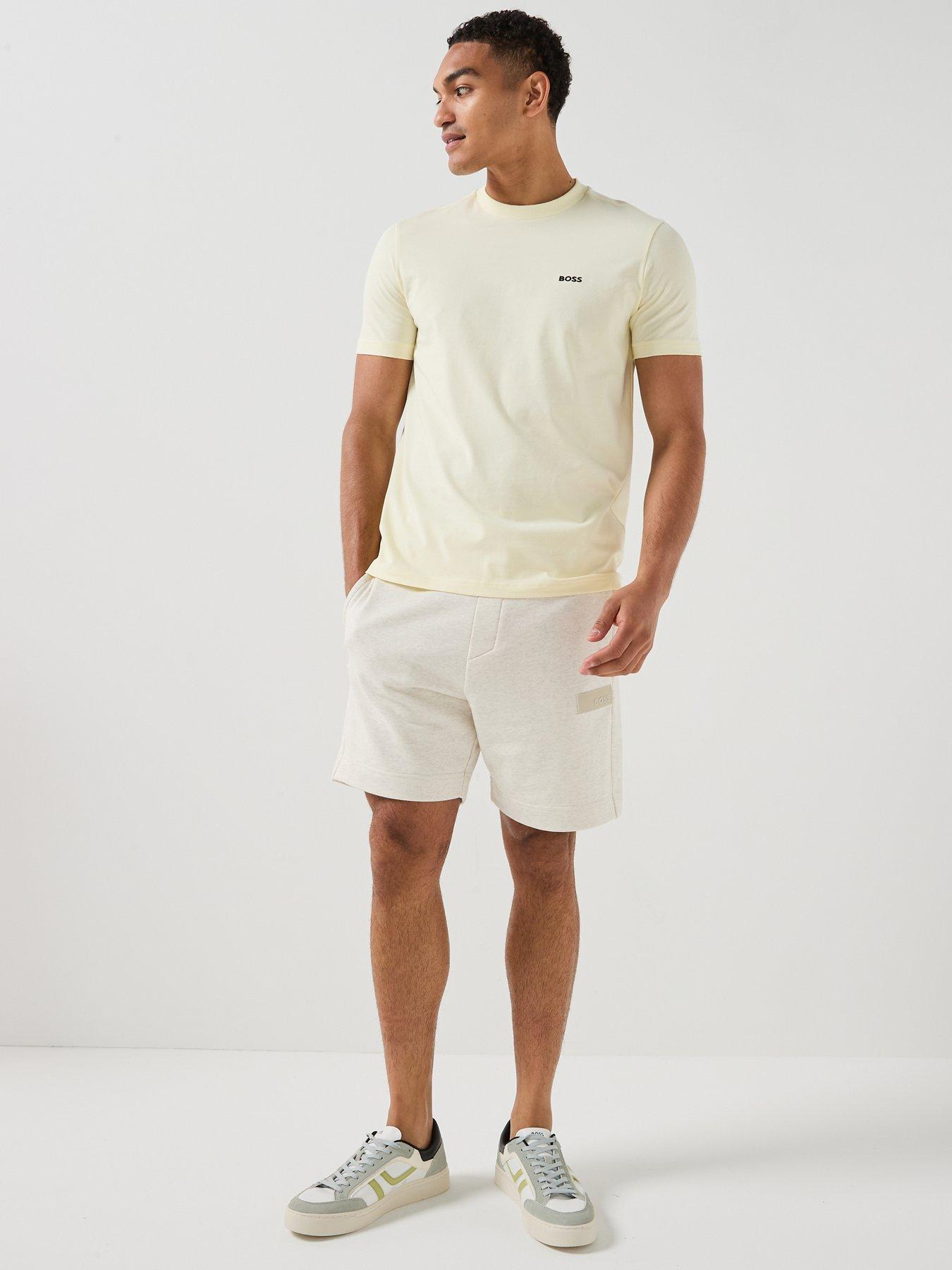 Image 3 of 6 of BOSS Jt Rubber Patch Logo Sweat Shorts - Off White
