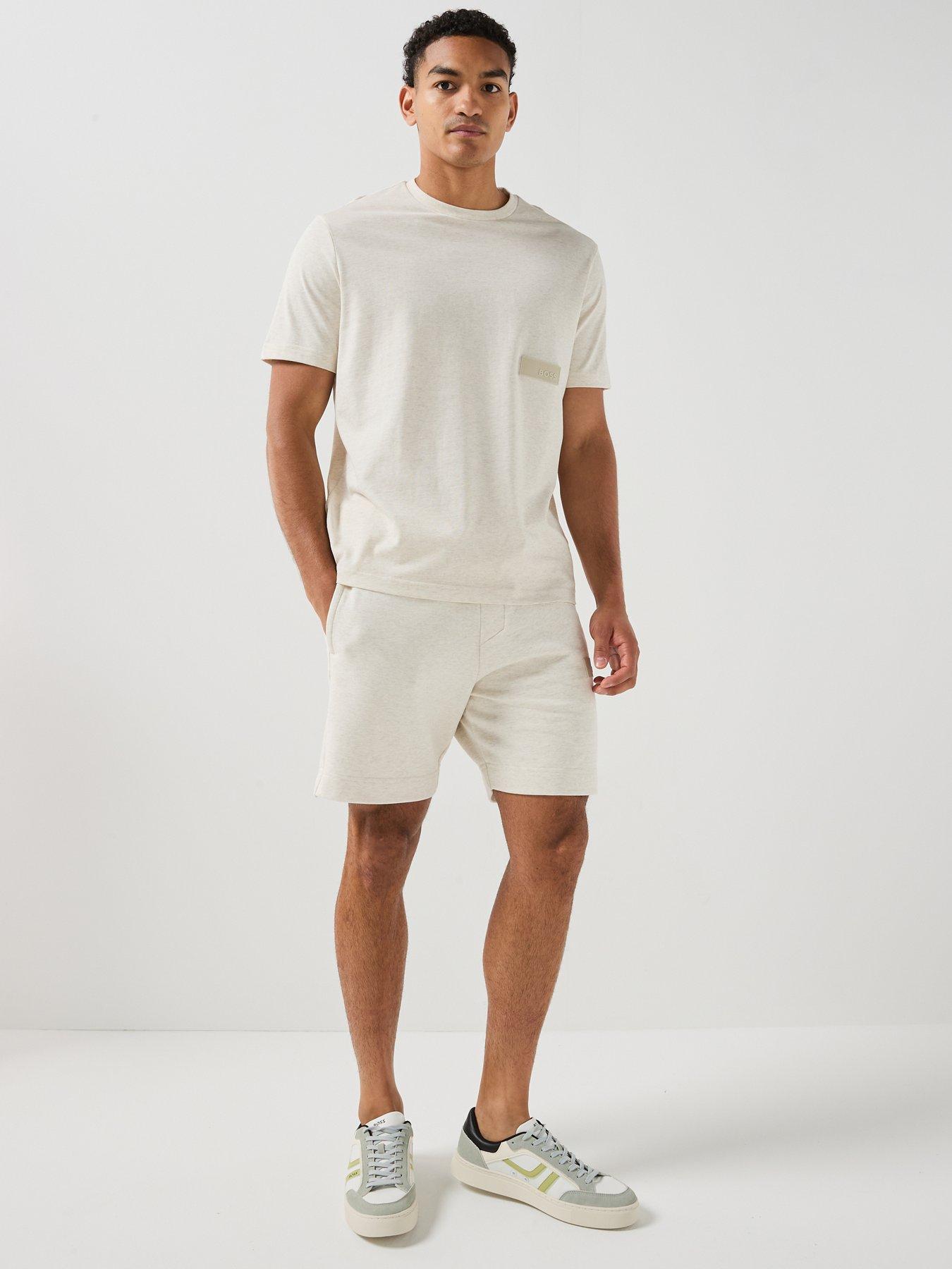 Image 5 of 6 of BOSS Jt Rubber Patch Logo Sweat Shorts - Off White