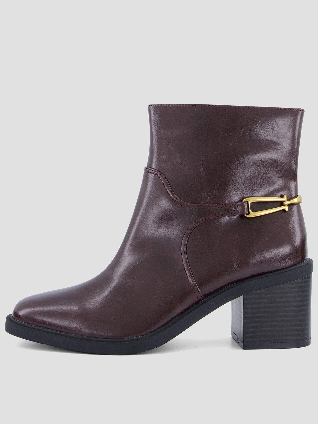 Image 1 of 8 of The Very Collection Womens Block Heel Metal Trim Ankle Boots - Burgundy