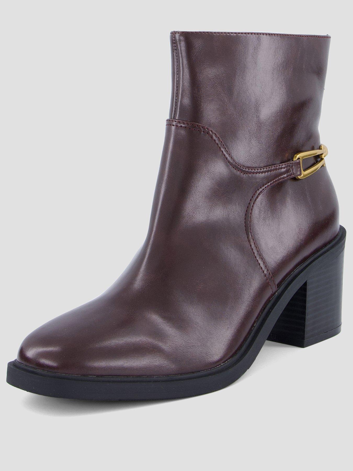 Image 2 of 8 of The Very Collection Womens Block Heel Metal Trim Ankle Boots - Burgundy