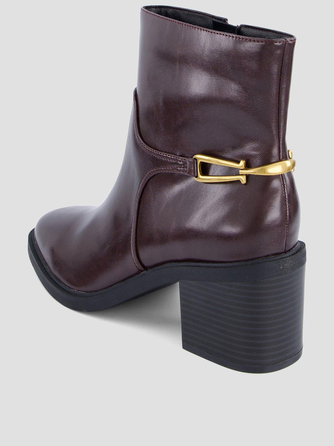 Image 3 of 8 of The Very Collection Womens Block Heel Metal Trim Ankle Boots - Burgundy