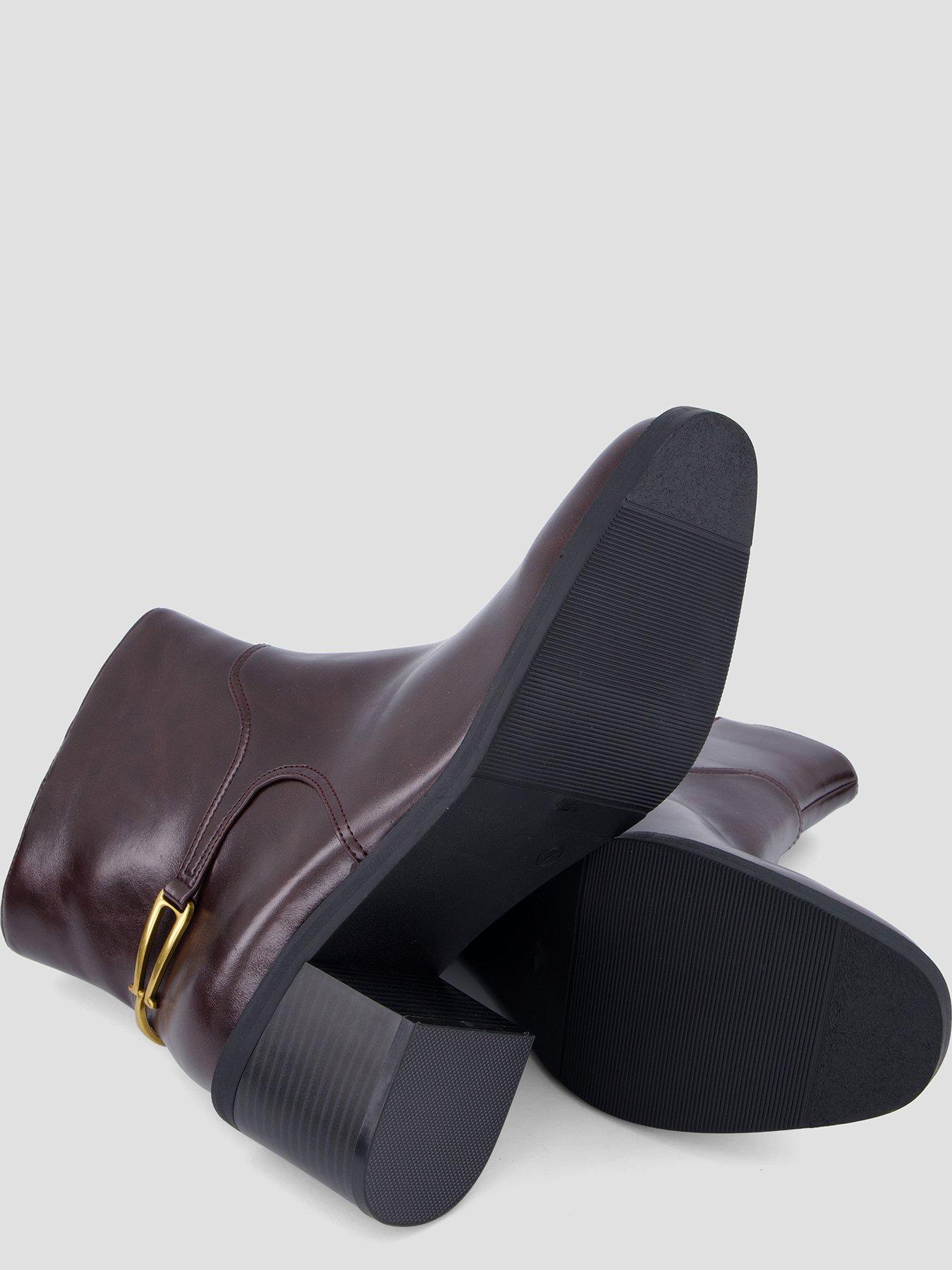 Image 5 of 8 of The Very Collection Womens Block Heel Metal Trim Ankle Boots - Burgundy