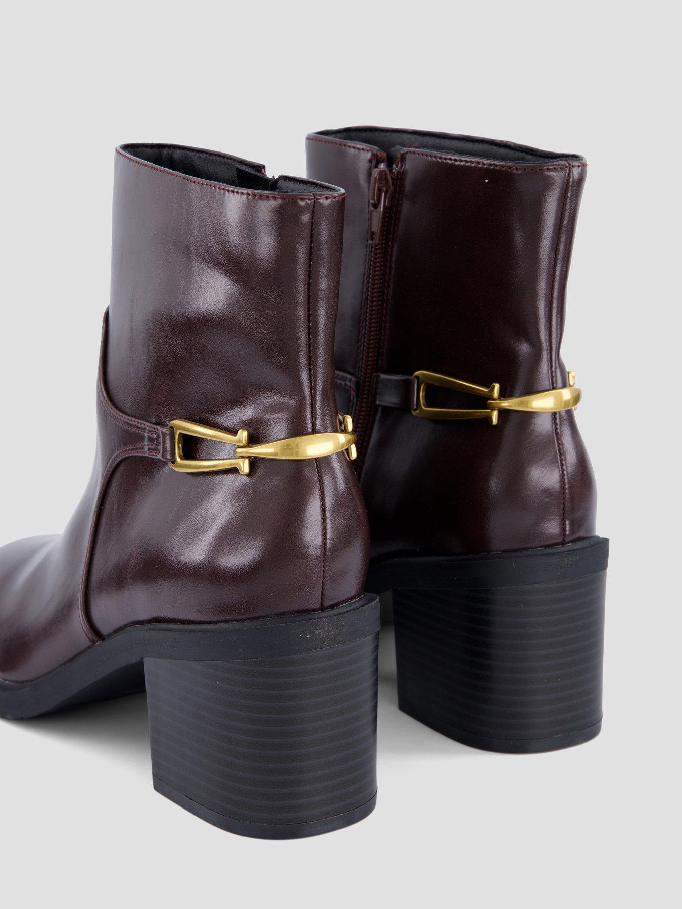 Image 6 of 8 of The Very Collection Womens Block Heel Metal Trim Ankle Boots - Burgundy