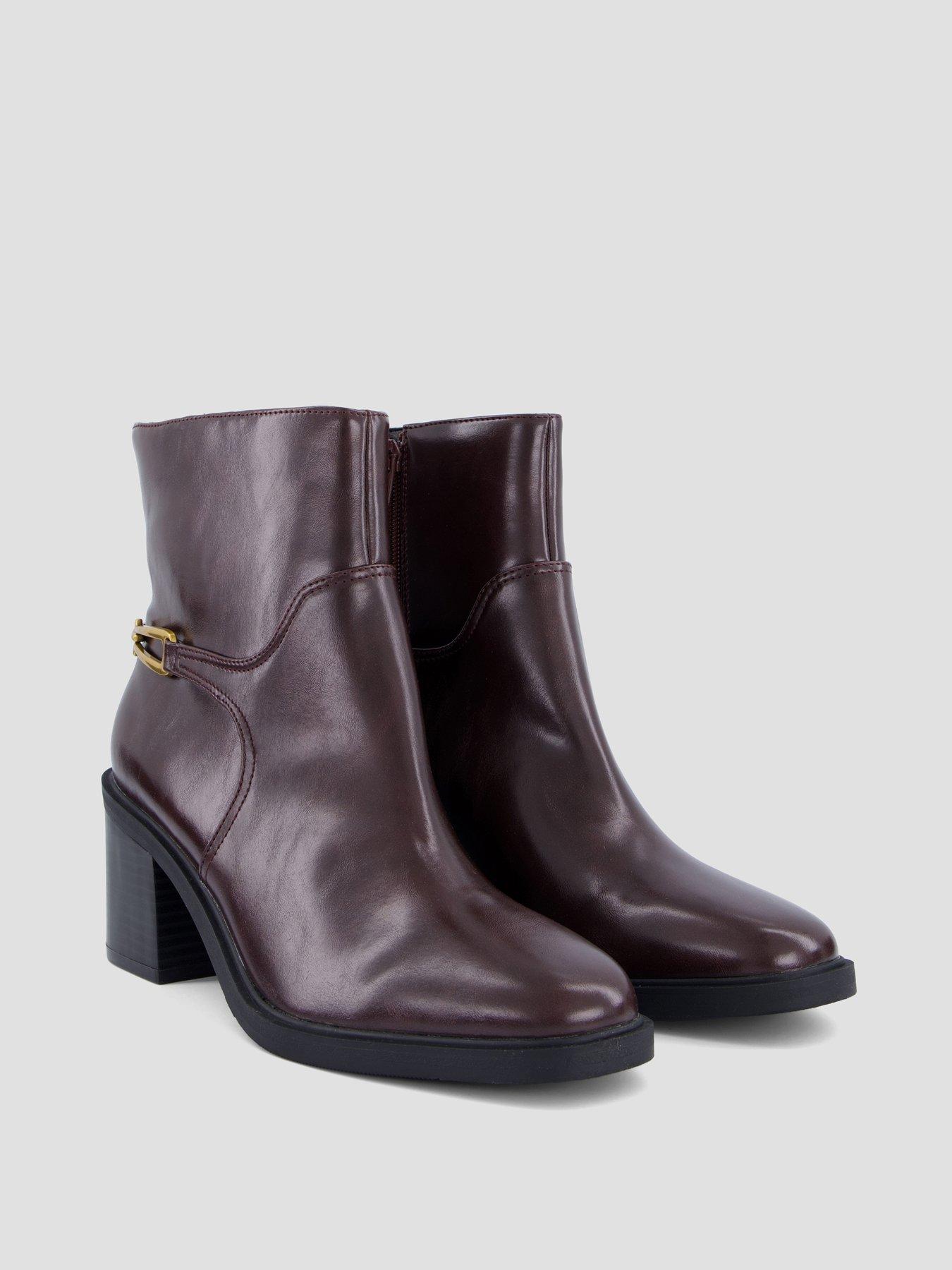 Image 7 of 8 of The Very Collection Womens Block Heel Metal Trim Ankle Boots - Burgundy