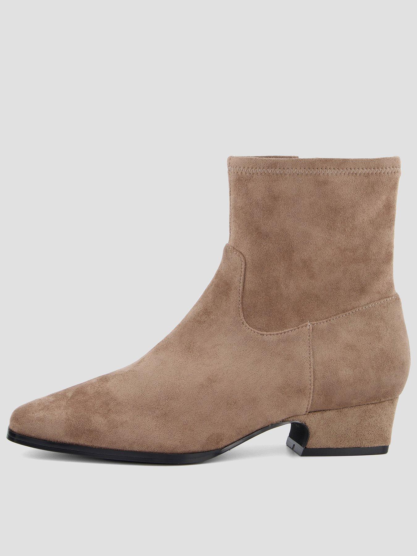 The Very Collection Wide Fit Chisel Toe Sock Ankle Boots - Taupe