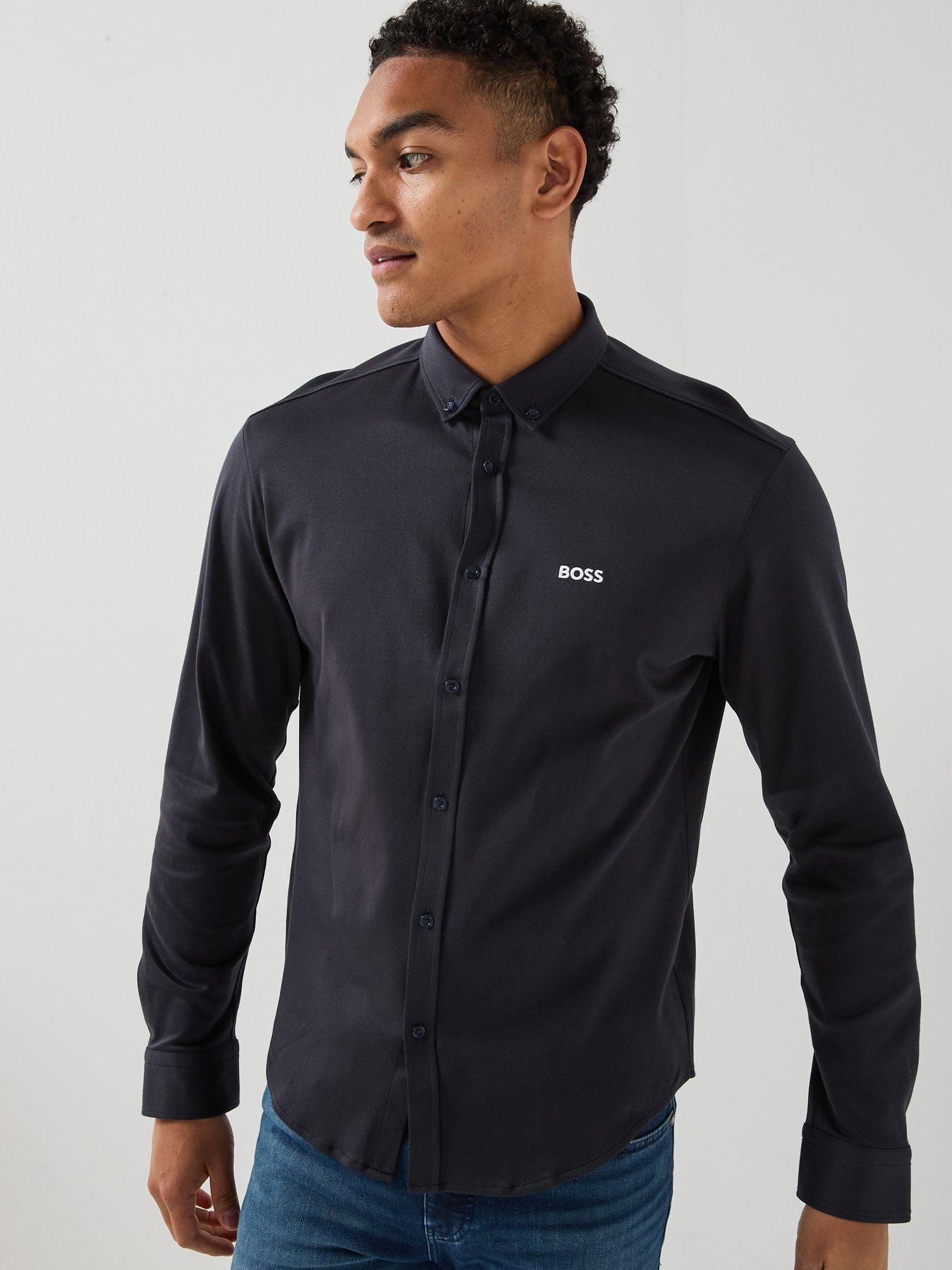 BOSS St_Motion Long Sleeve Regular Fit Shirt, Navy, Size 2Xl, Men