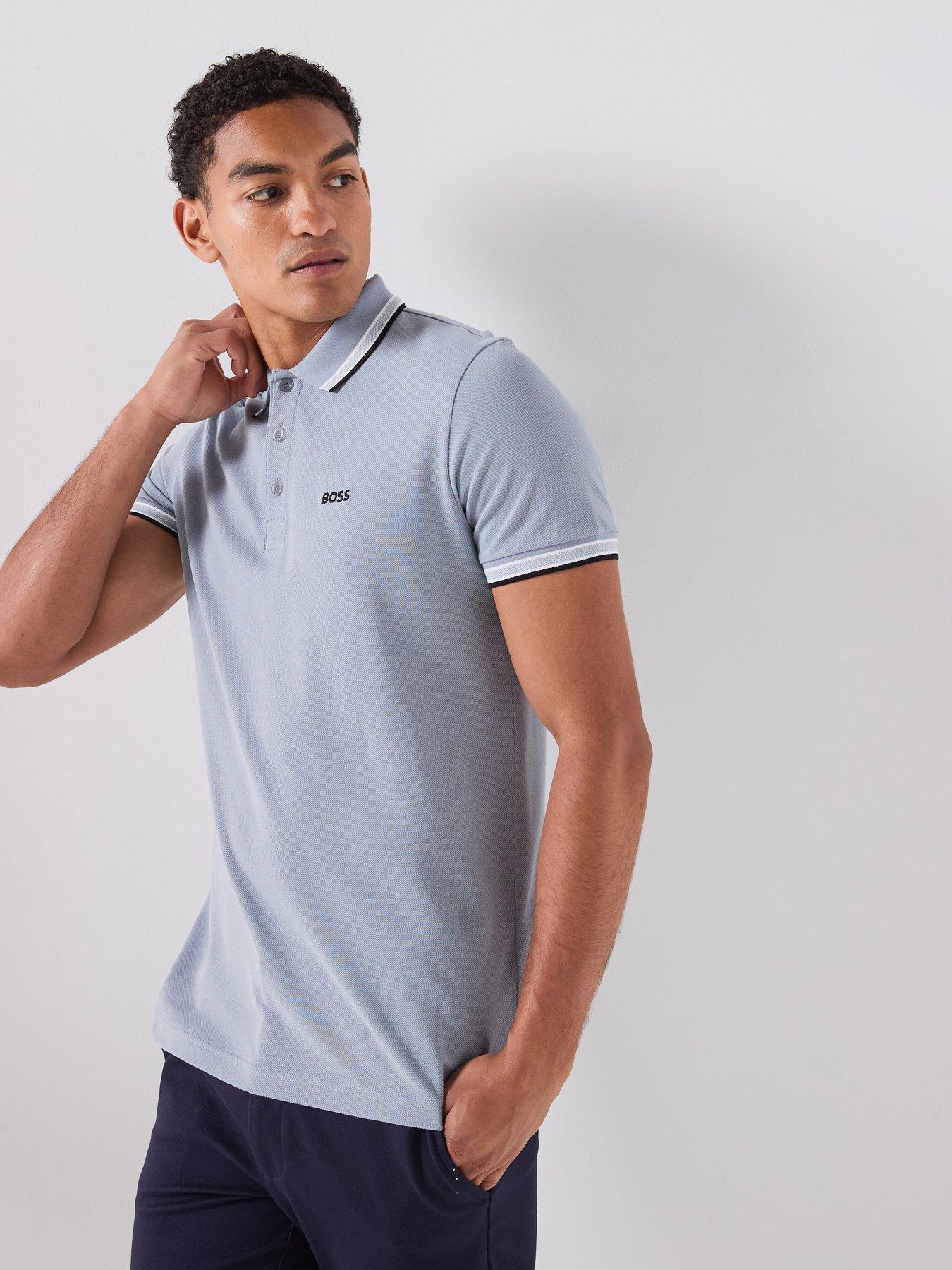 BOSS Paddy Regular Fit Tipping Polo Shirt, Dark Grey, Size L, Men