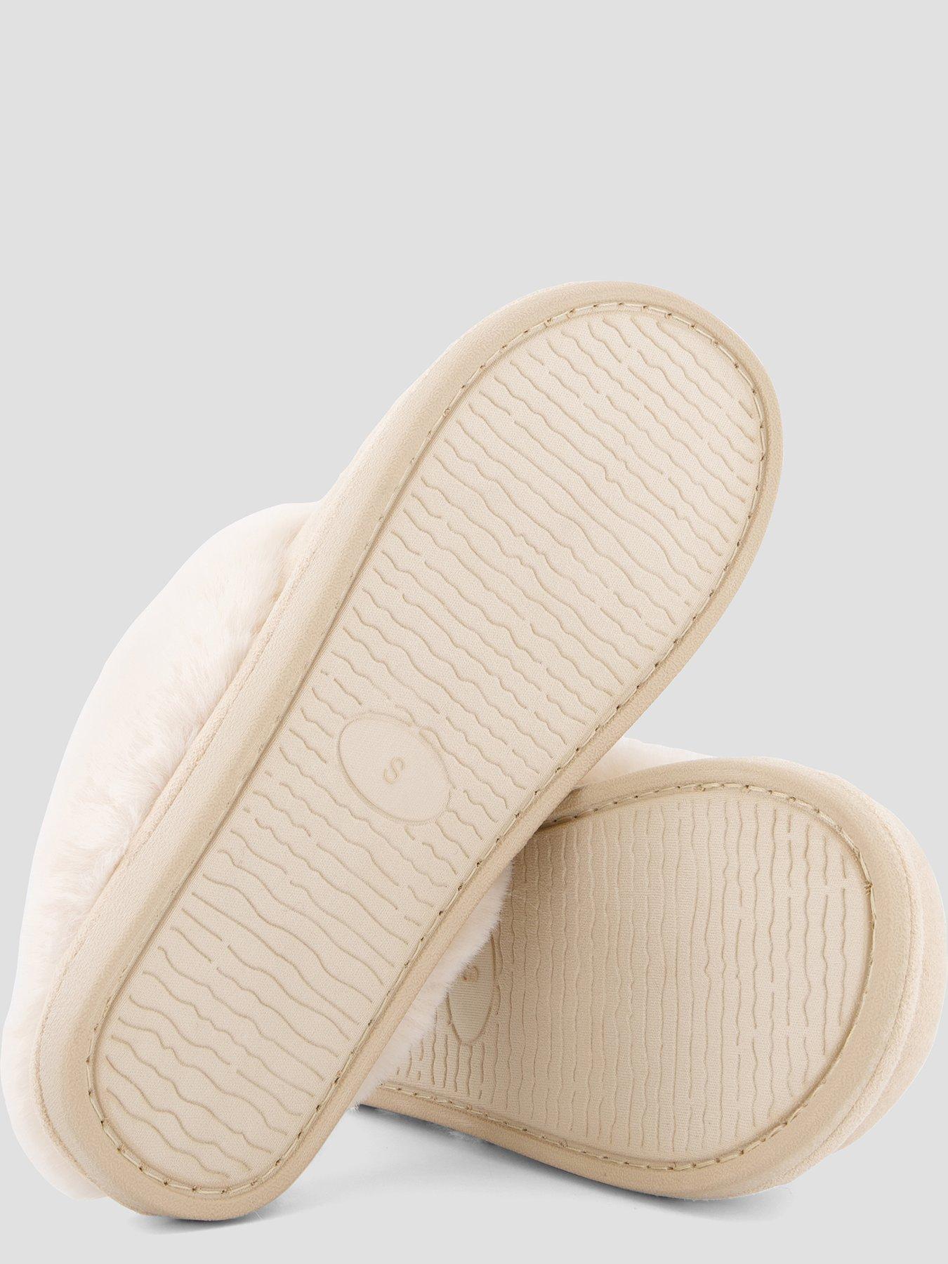 Image 4 of 7 of The Very Collection Suedette Mule Slipper With Faux Fur Trim - Sand