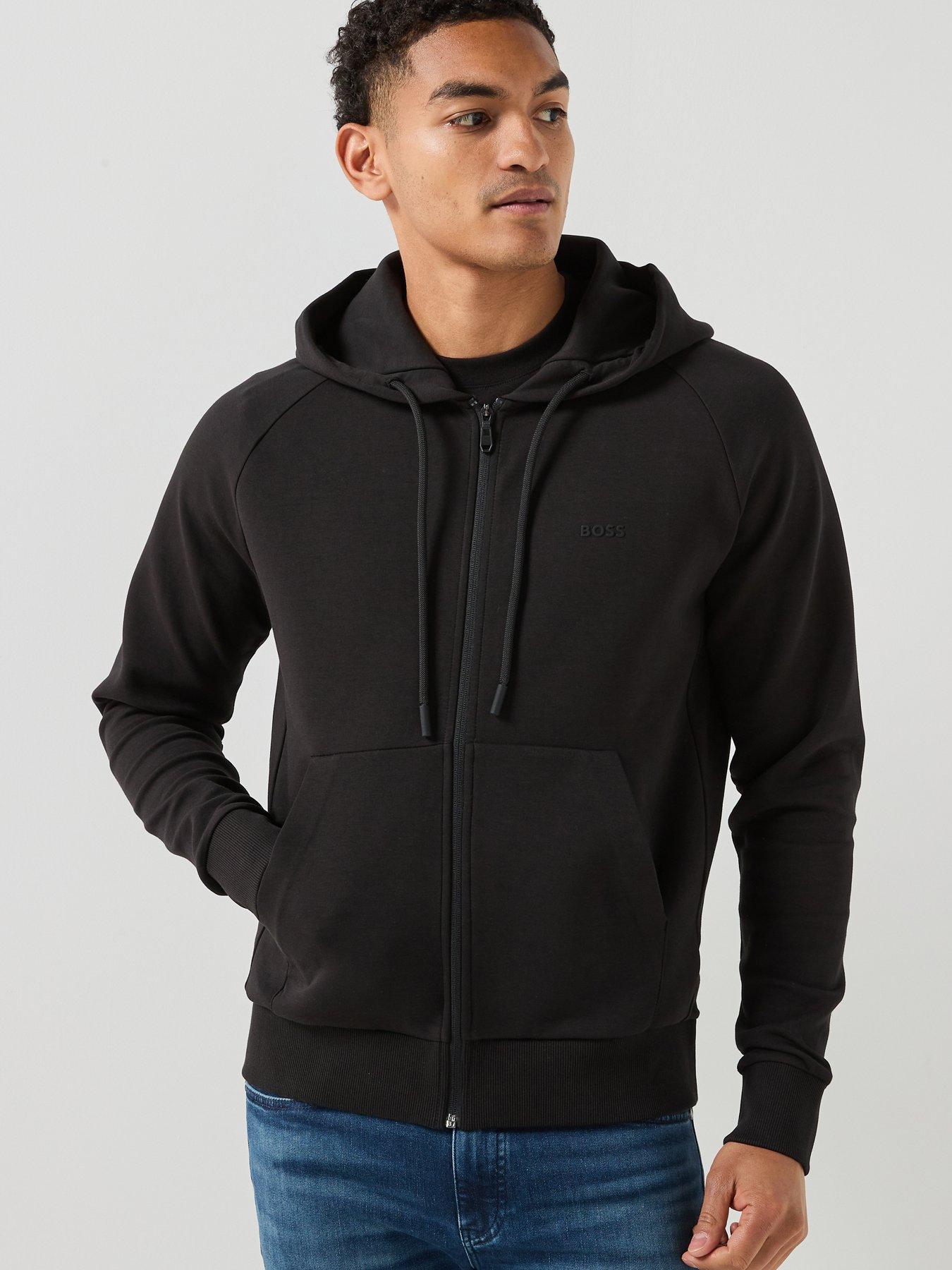 BOSS Saggy Zip Through Hoodie, Black, Size 2Xl, Men