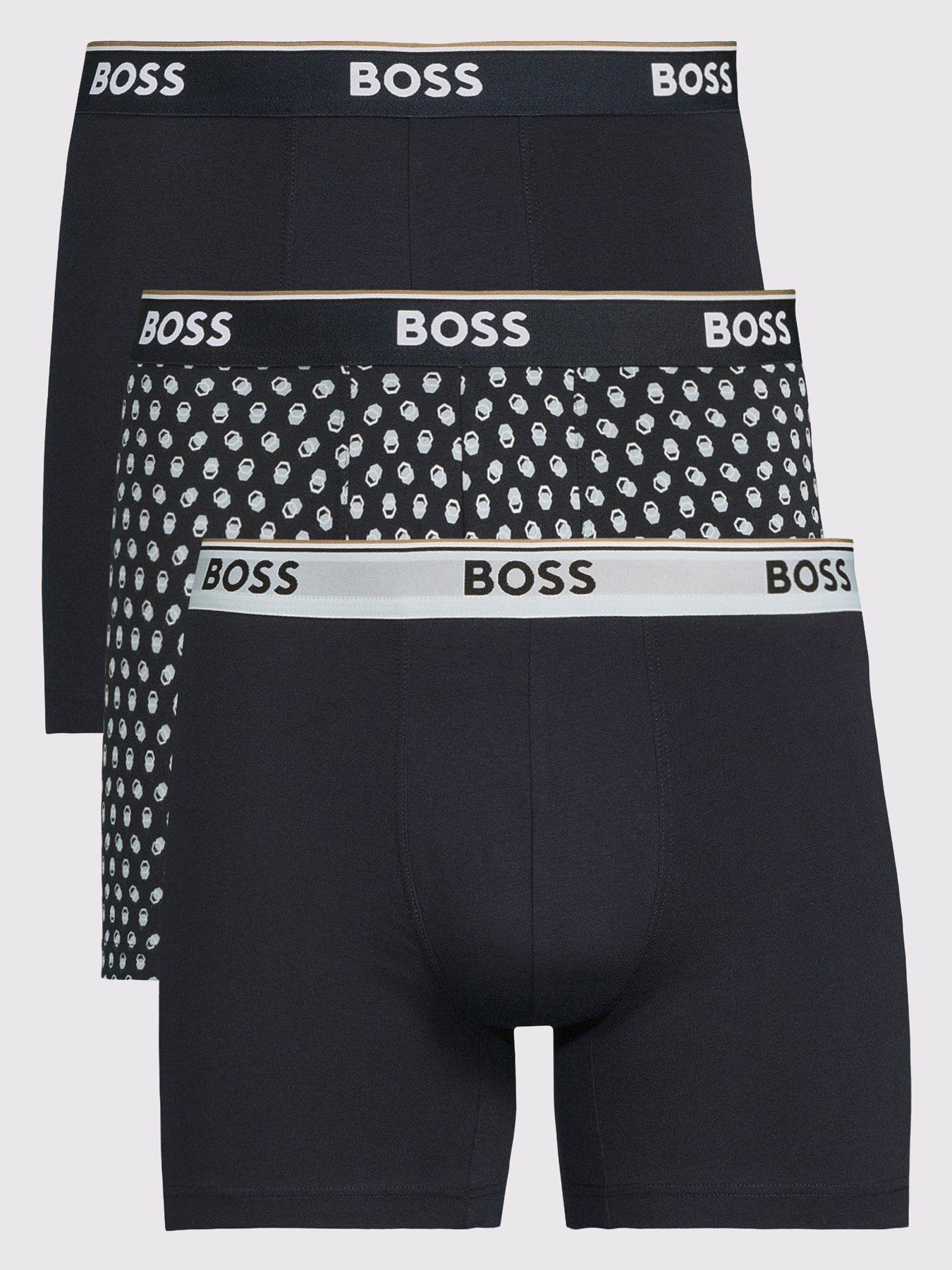 BOSS Boss 3 Pack Power Design Boxer Briefs, Blue, Size M, Men