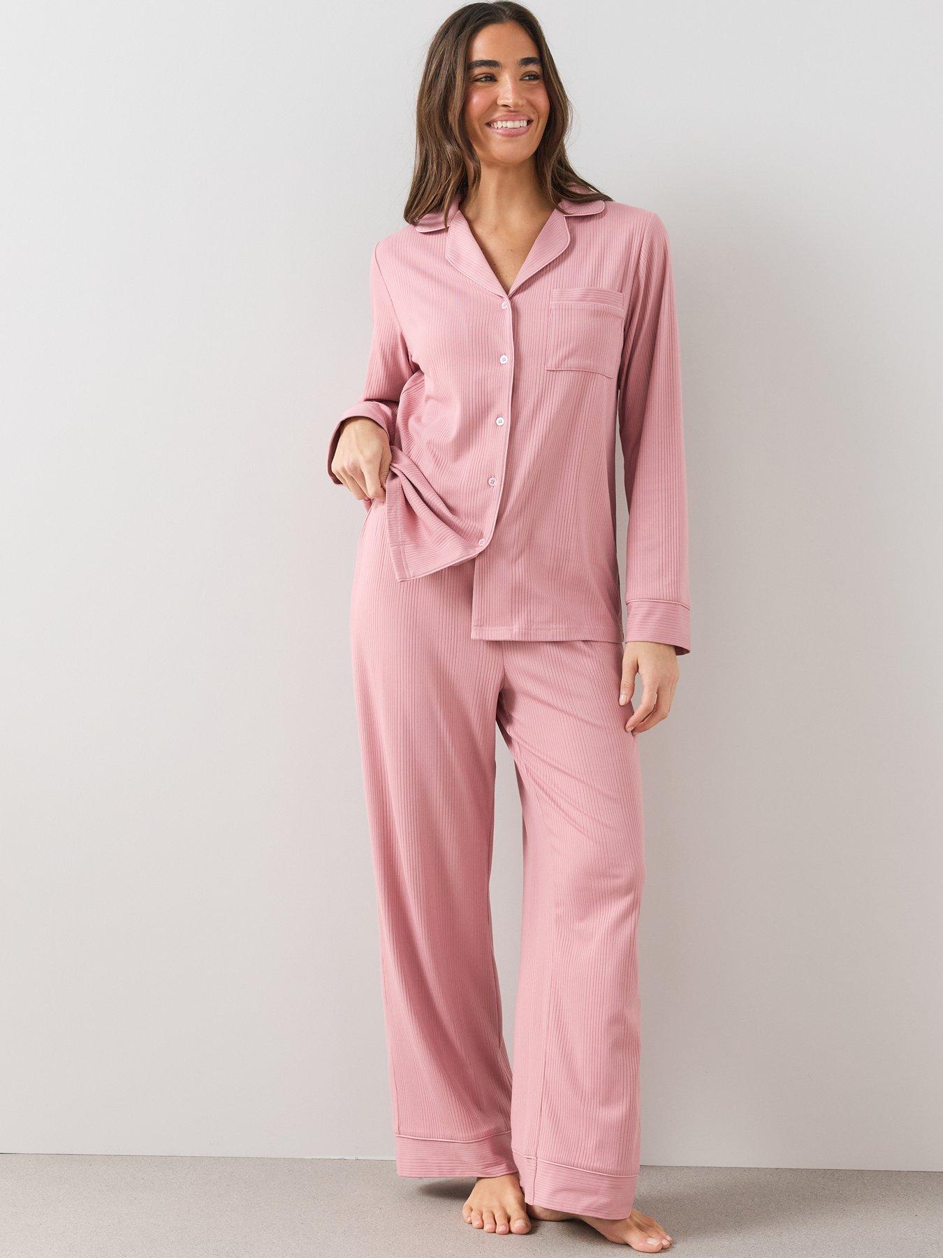 Image 3 of 7 of The Very Collection Soft Touch Jersey Revere Pyjama Set - Pink
