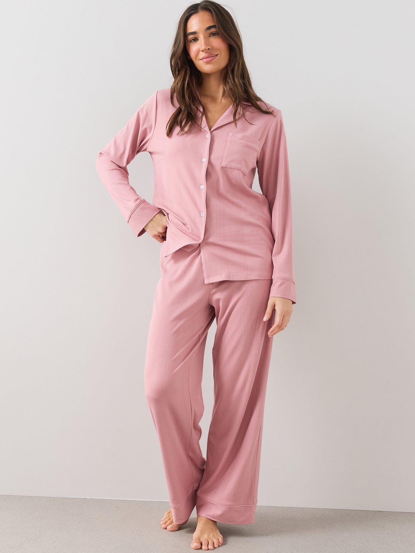 Image 5 of 7 of The Very Collection Soft Touch Jersey Revere Pyjama Set - Pink