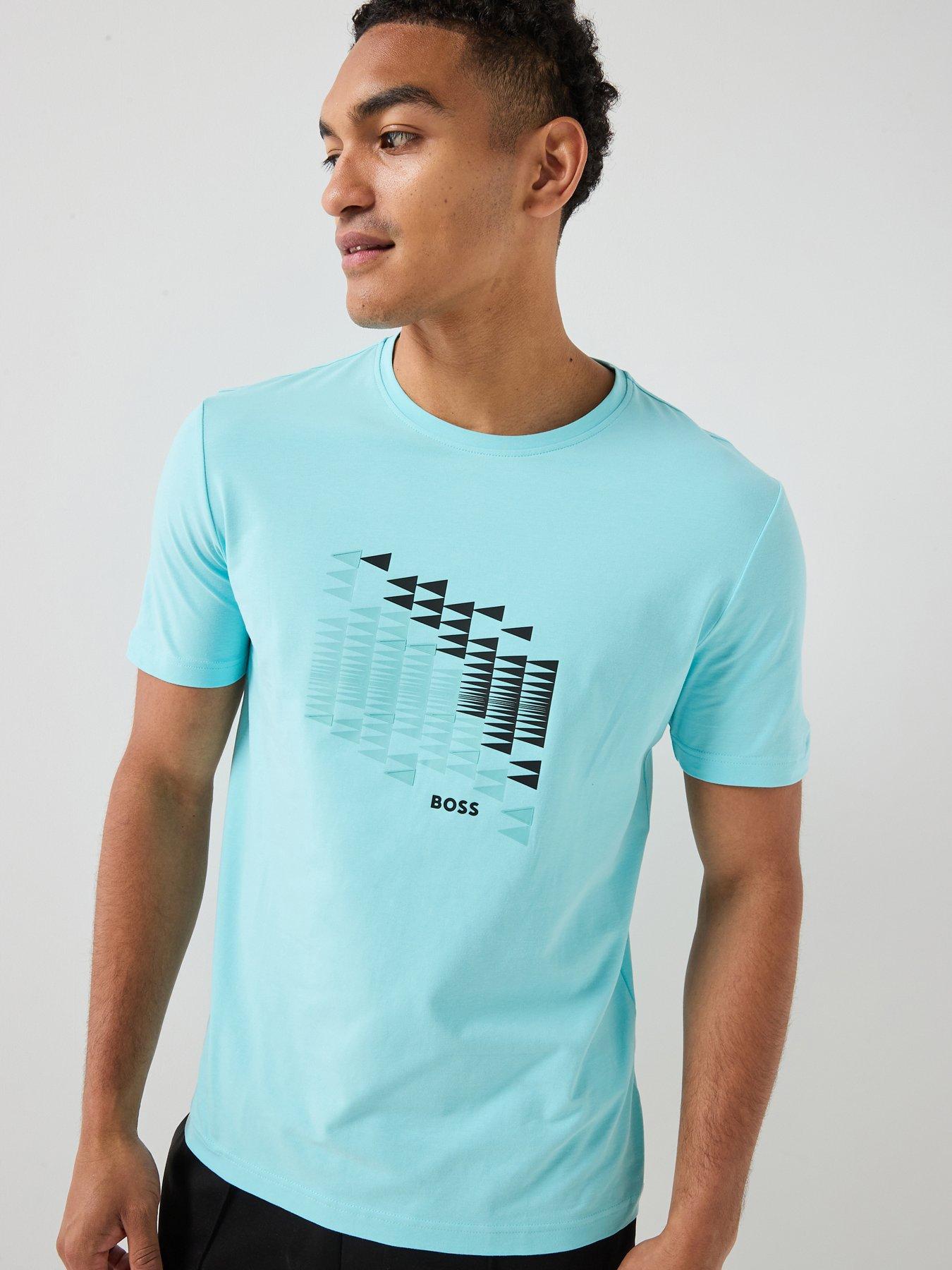 BOSS Regular Graphic Tops, Blue, Size 2Xl, Men