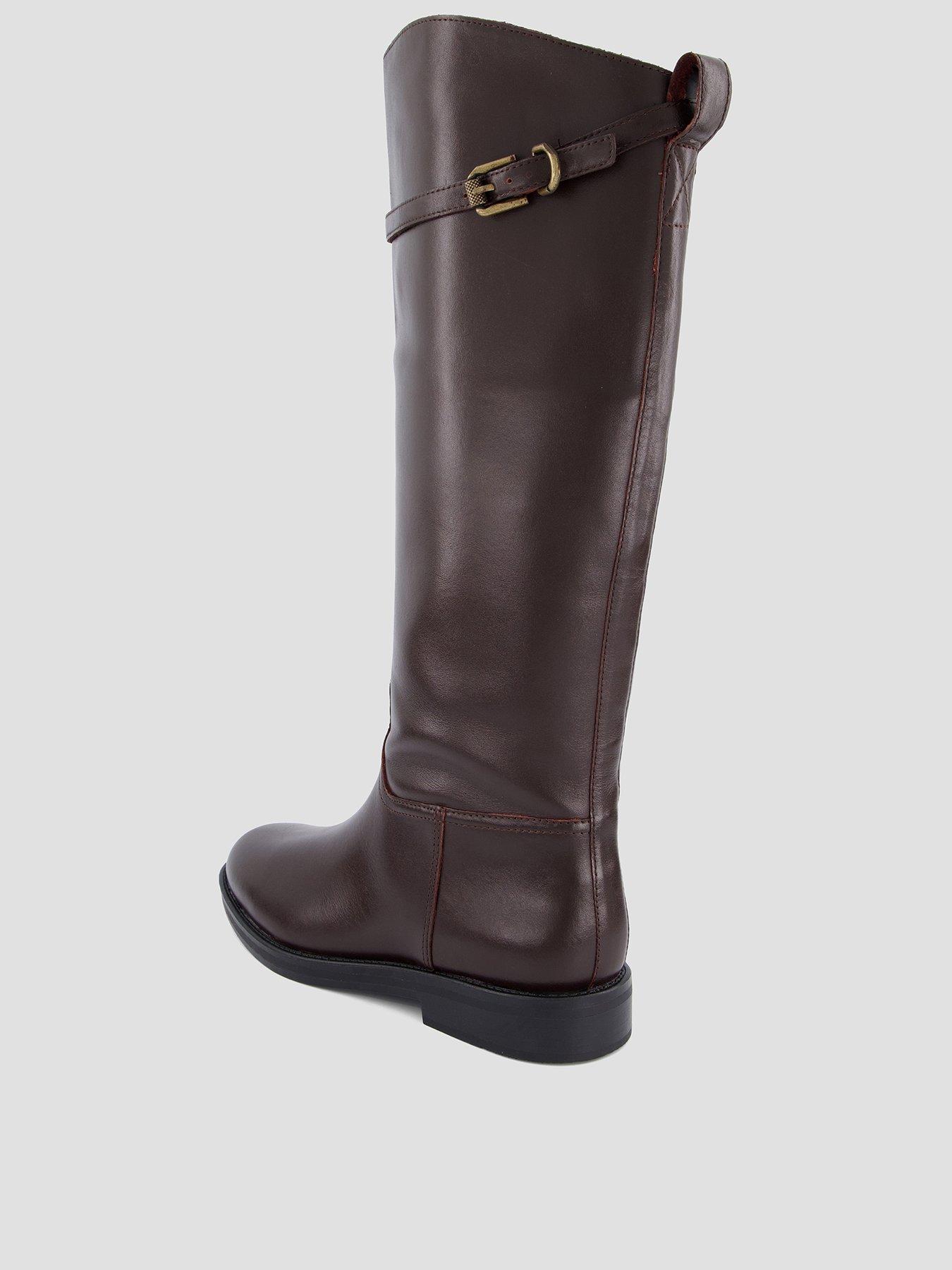 Image 3 of 8 of The Very Collection Womens Buckle Detail Knee-High Suede Riding Boots - Brown