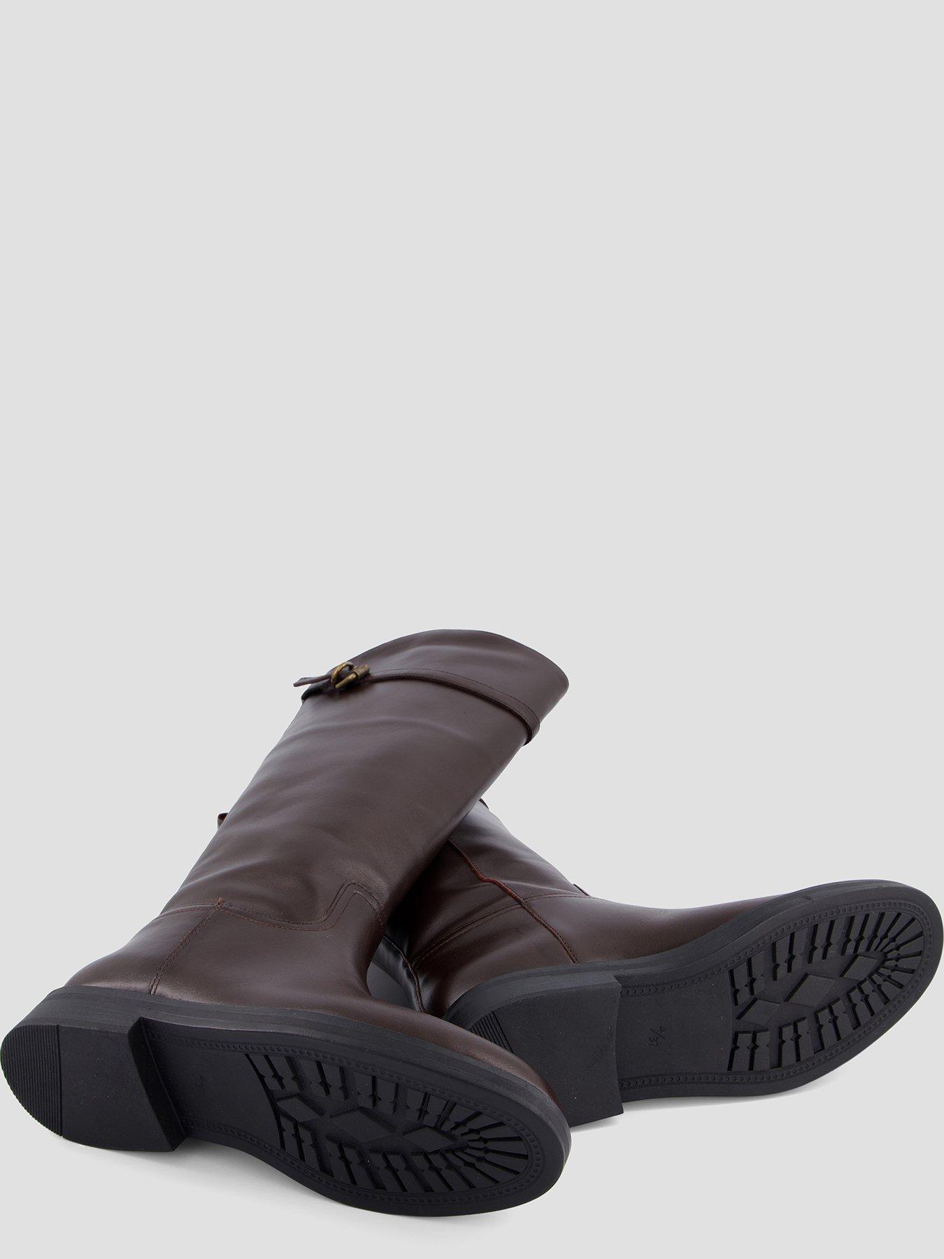 Image 5 of 8 of The Very Collection Womens Buckle Detail Knee-High Suede Riding Boots - Brown