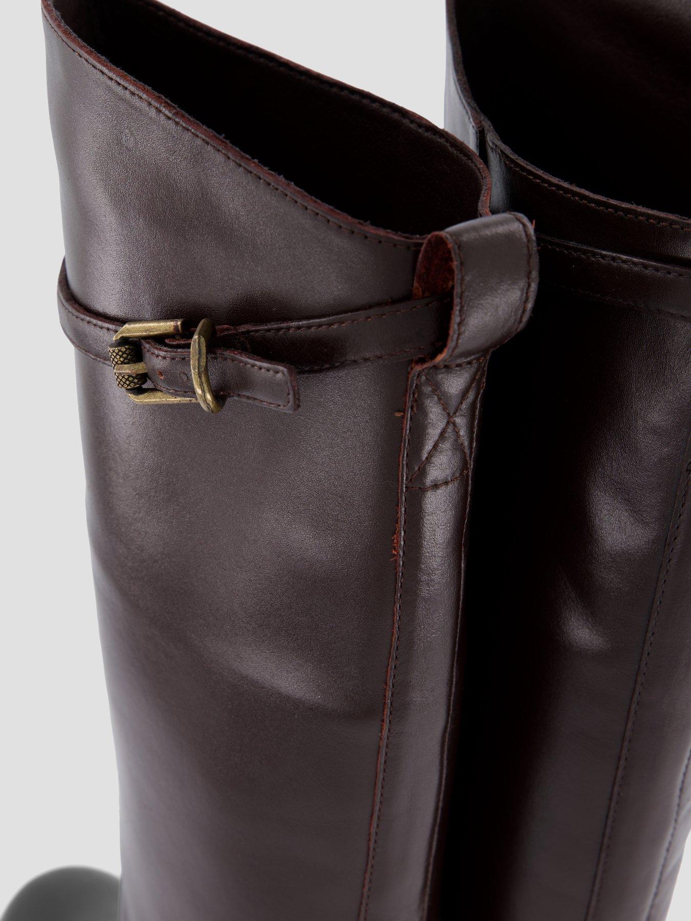 Image 6 of 8 of The Very Collection Womens Buckle Detail Knee-High Suede Riding Boots - Brown