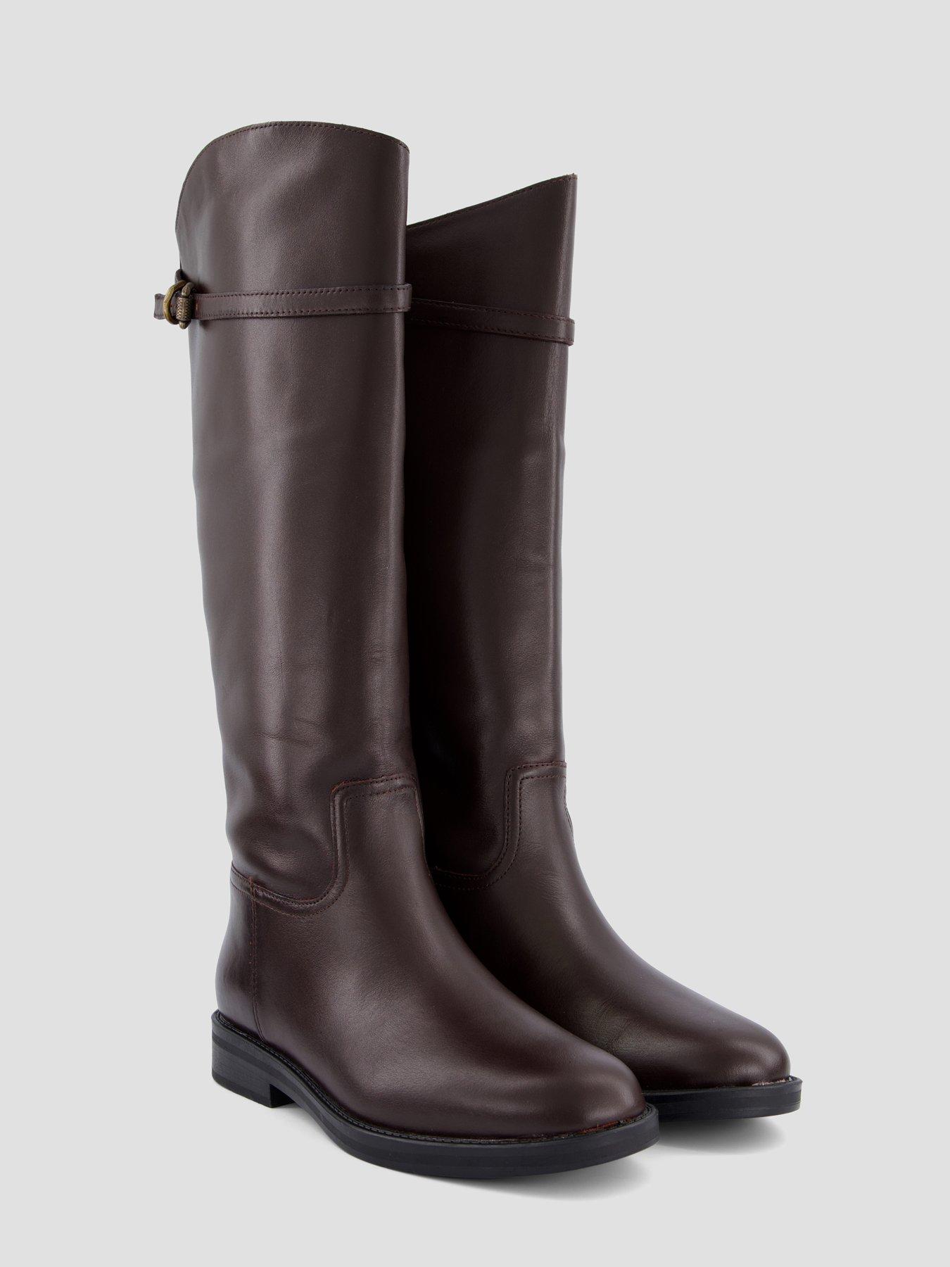 Image 7 of 8 of The Very Collection Womens Buckle Detail Knee-High Suede Riding Boots - Brown