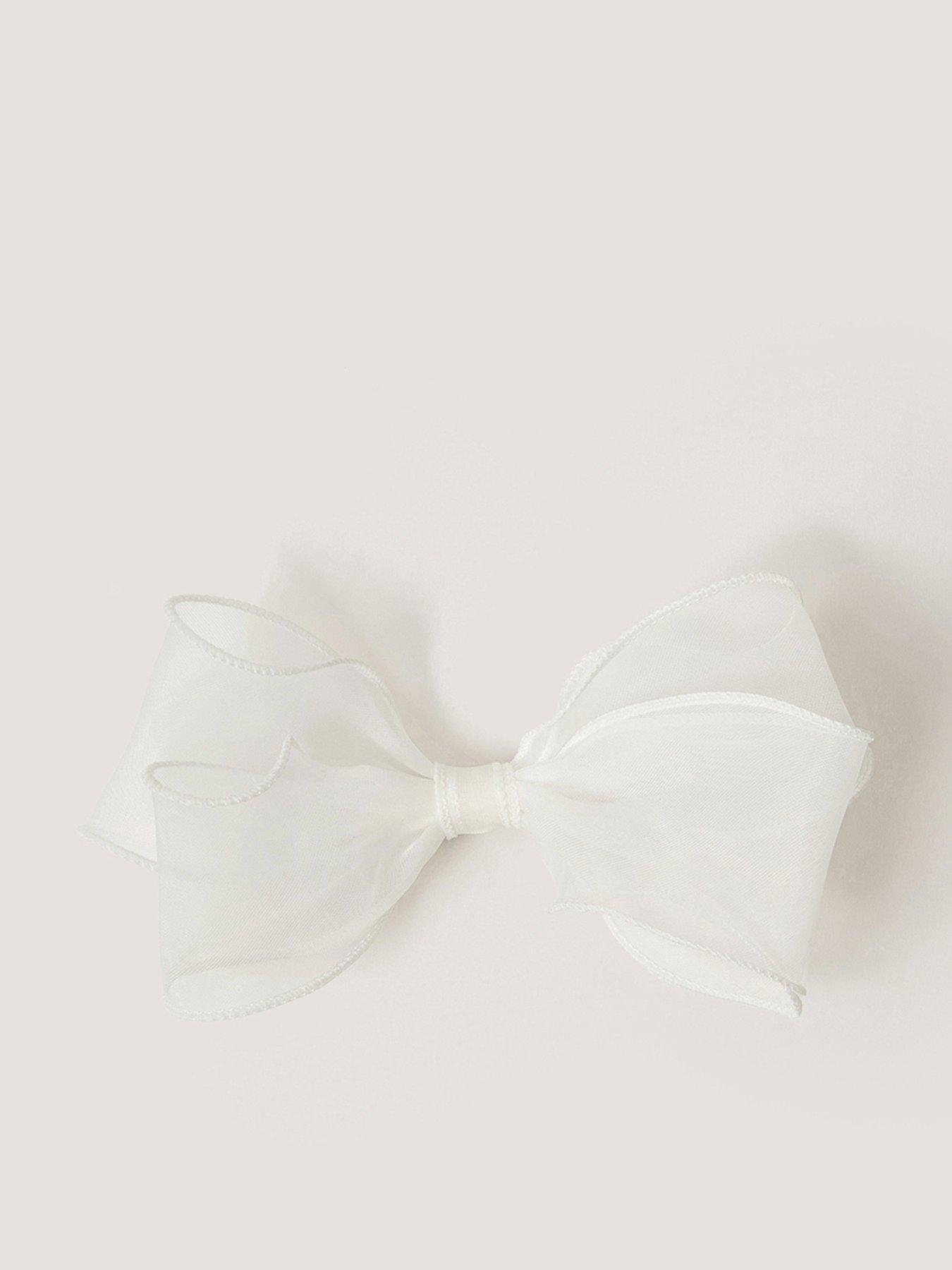 Image 1 of 3 of Monsoon Girls Organza Large Bow Clip - Light Cream