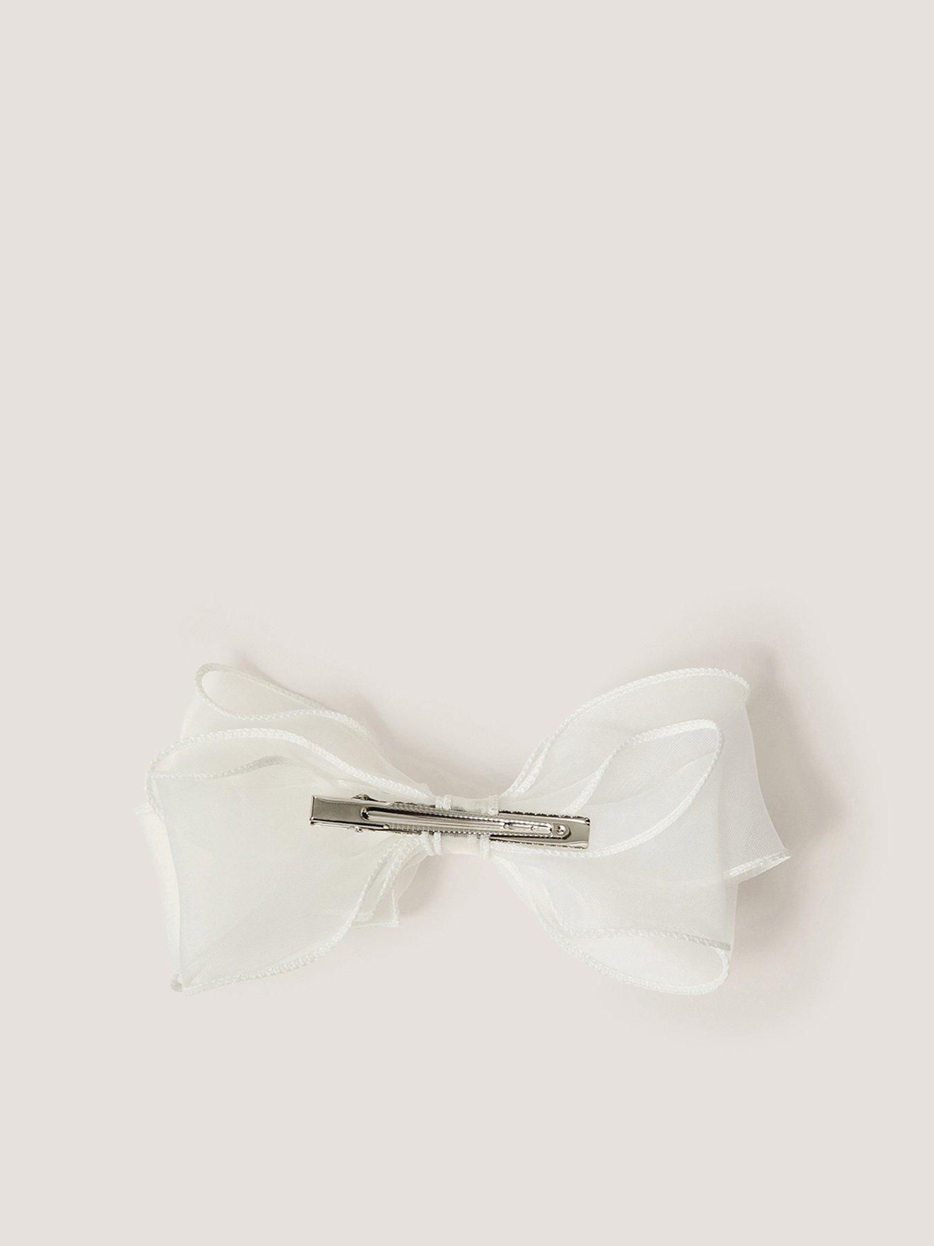 Image 2 of 3 of Monsoon Girls Organza Large Bow Clip - Light Cream