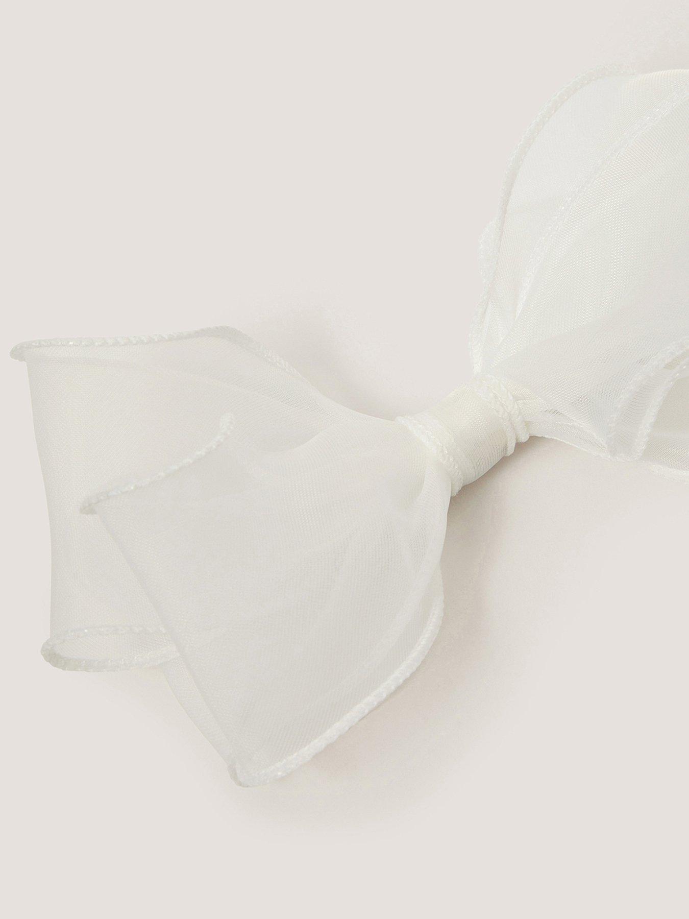 Image 3 of 3 of Monsoon Girls Organza Large Bow Clip - Light Cream