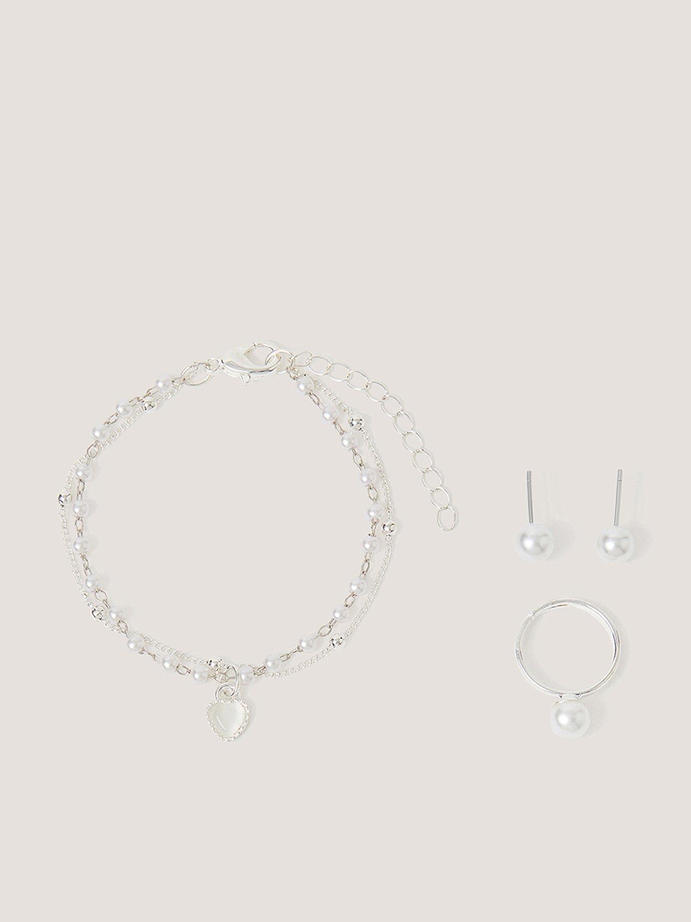Monsoon Girls Pretty Bridesmaid Jewellery Set - Silver