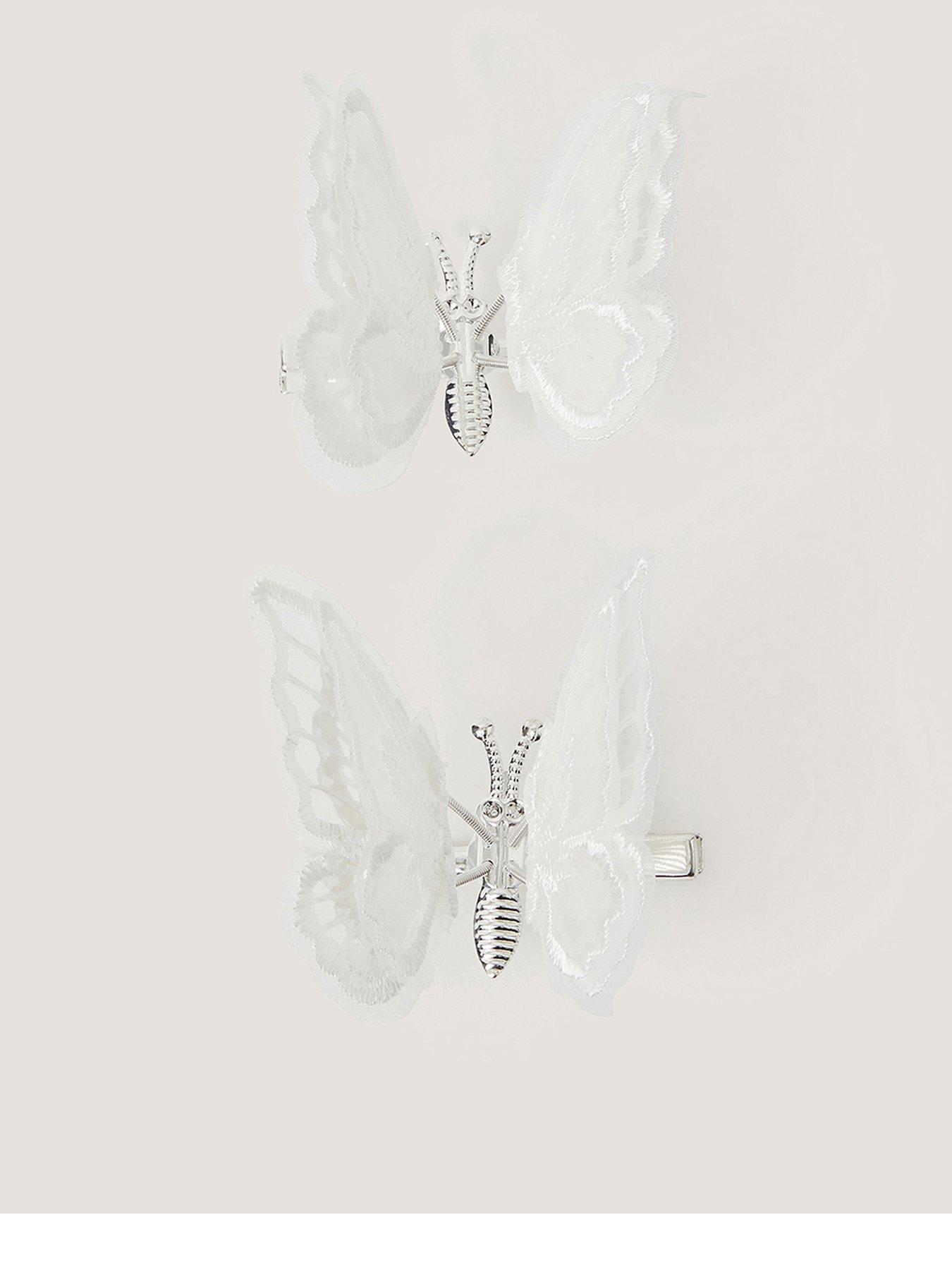 Image 1 of 2 of Monsoon Girls 2 Pack Bridesmaid Spring Butterfly Clips - Light Cream