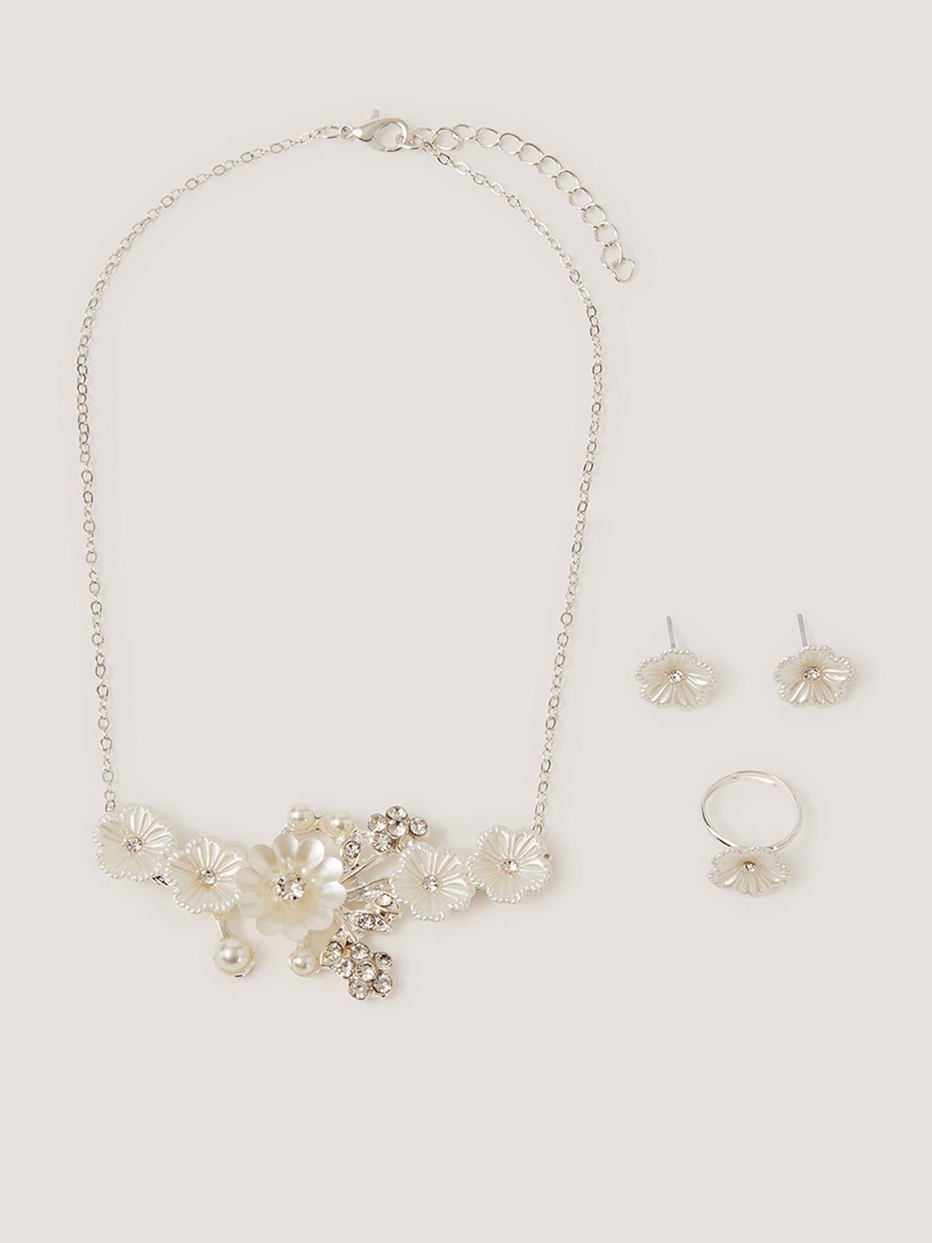 Monsoon Girls Flower Jewellery Set - Light Cream