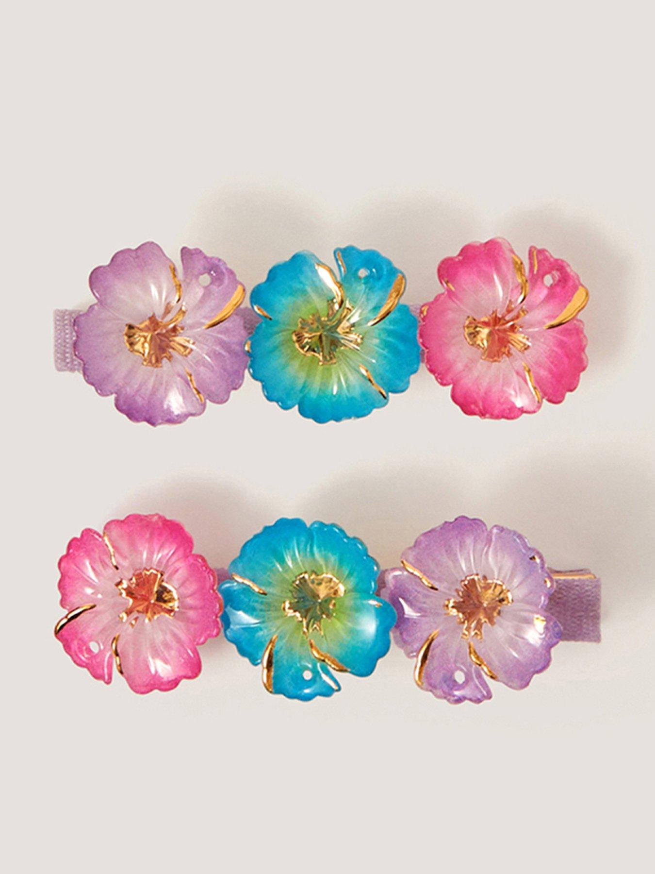 Monsoon Girls 2 Pack Tropical Flower Clips, Multi
