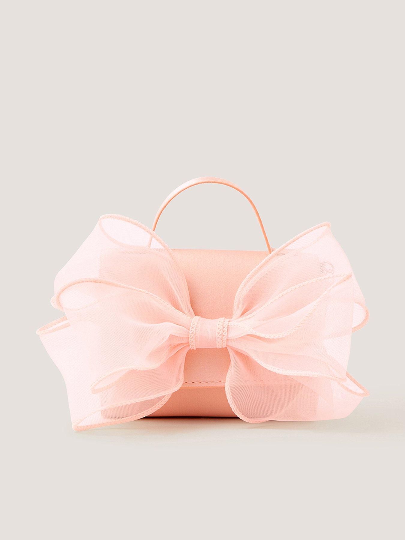 Monsoon Girls Bridesmaid Organza Bow Bag, Pink