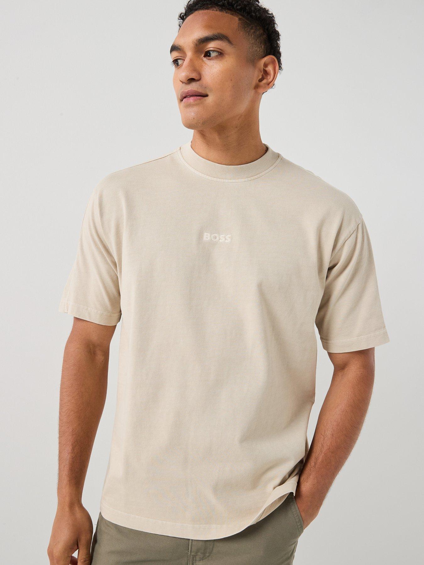 BOSS Central Tonal Logo T-Shirt, Light Beige, Size Xl, Men